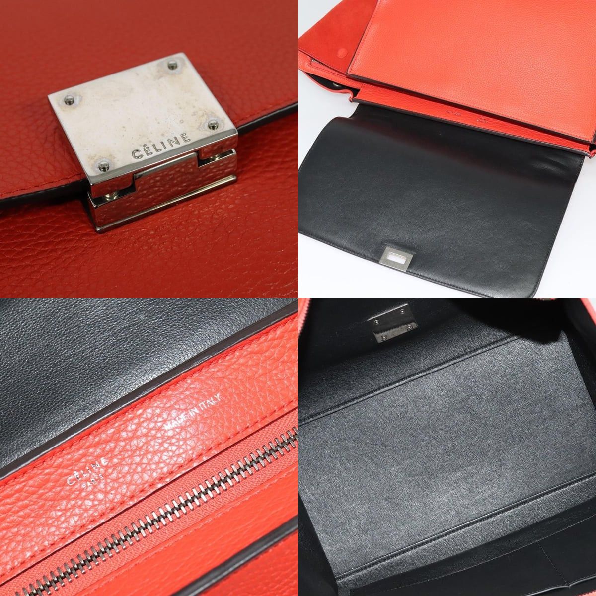 Celine CELINE Trapeze Medium Hand Bag Suede Leather Red Silver Size ONE SIZE - 11 Thumbnail
