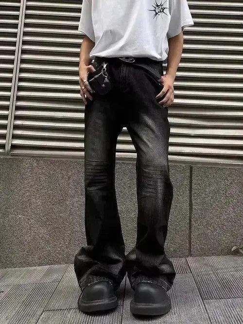 Japanese Brand Street ripped corrugated pleated micro-flared jeans Size US 32 / EU 48 - 5 Thumbnail
