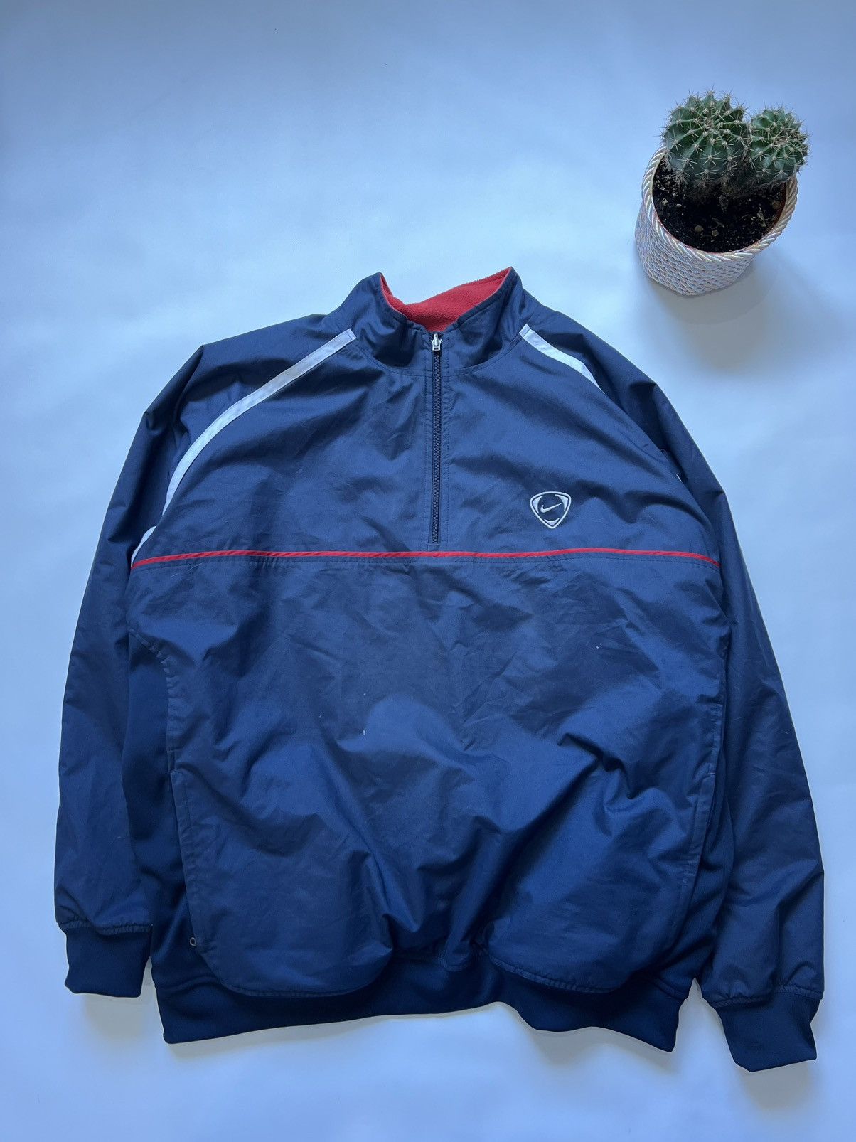 Nike Vintage Bilateral Fleece Nike Anorak Nylon Blue 00s Size US XXL / EU 58 / 5 - 2 Thumbnail