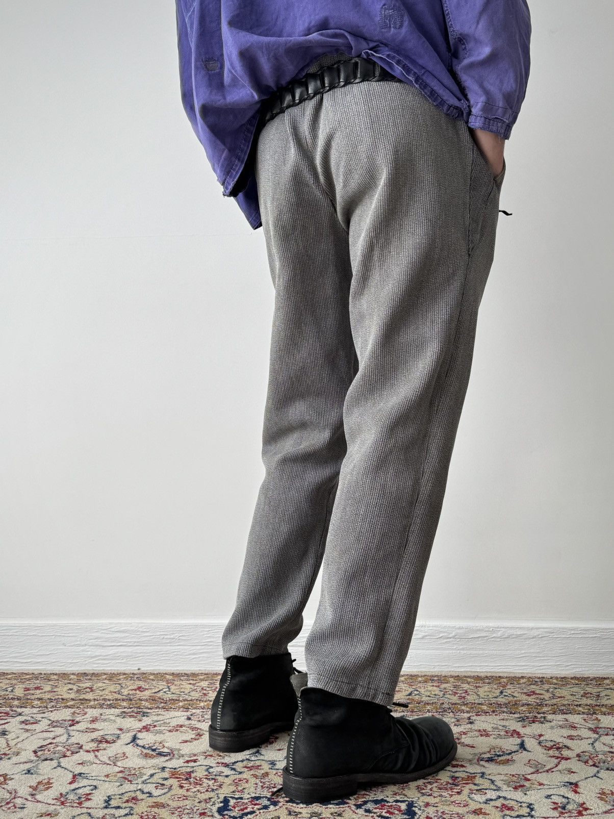 Vintage 1950s French Workwear Salt & Pepper Cotton Pique Trousers Size US 36 / EU 52 - 3 Thumbnail