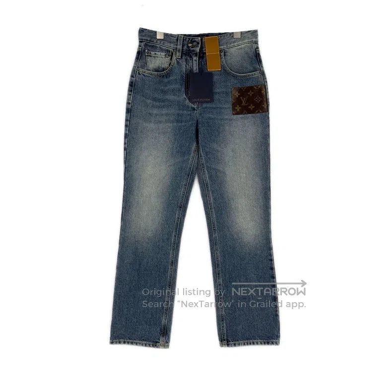 Louis Vuitton Louis Vuitton Blue Washed Leather Jeans Size US 38 / EU 54 - 1 Thumbnail