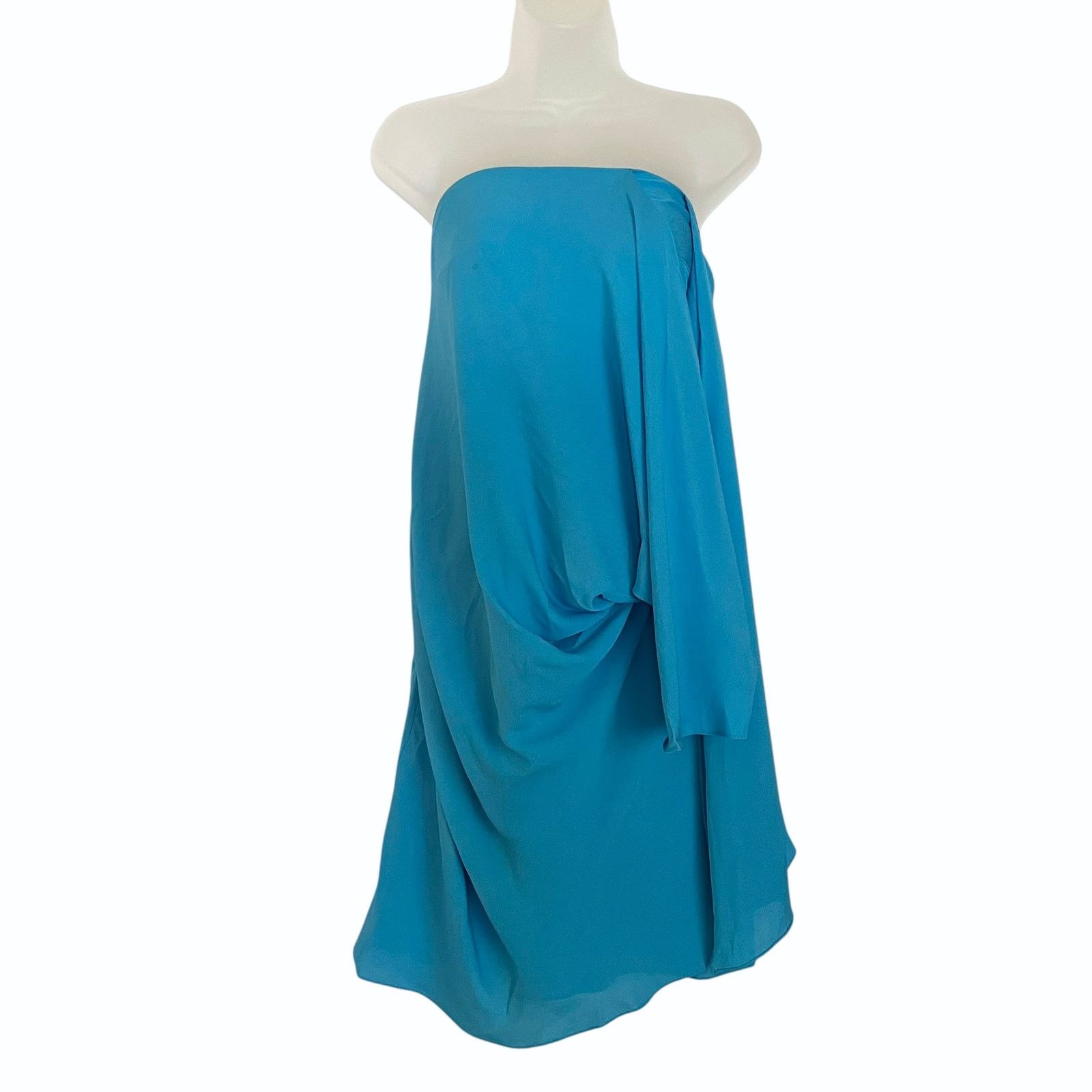 3.1 Phillip Lim 3.1 Phillip Lim Silk Blue Draped Strapless Mini Dress AW07 Size M / US 6-8 / IT 42-44 - 1 Thumbnail
