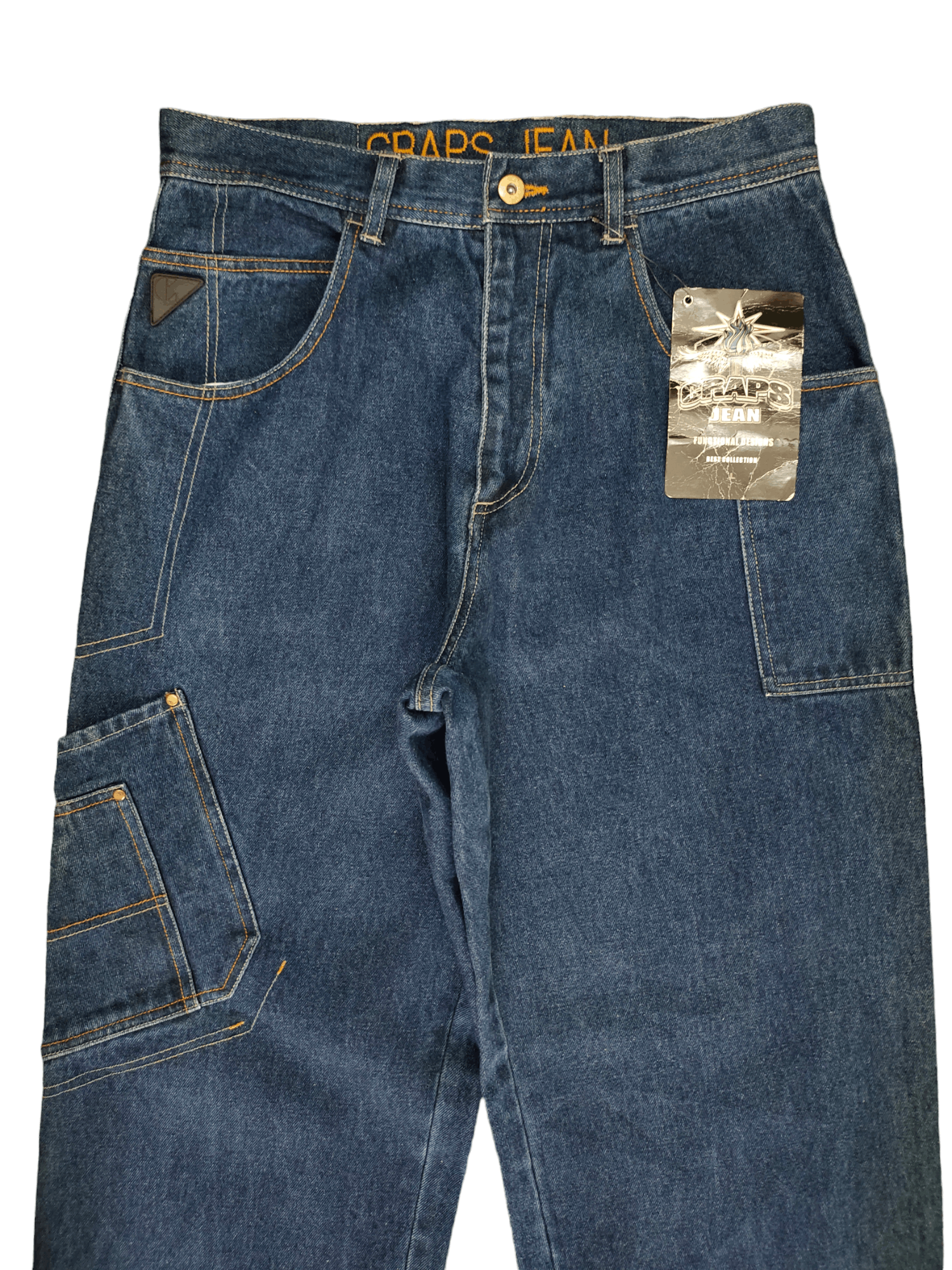 Japanese Brand Baggy Jeans Craps Jean Carpenter Wide Leg Denim Y2k Jnco Size US 31 - 8 Thumbnail