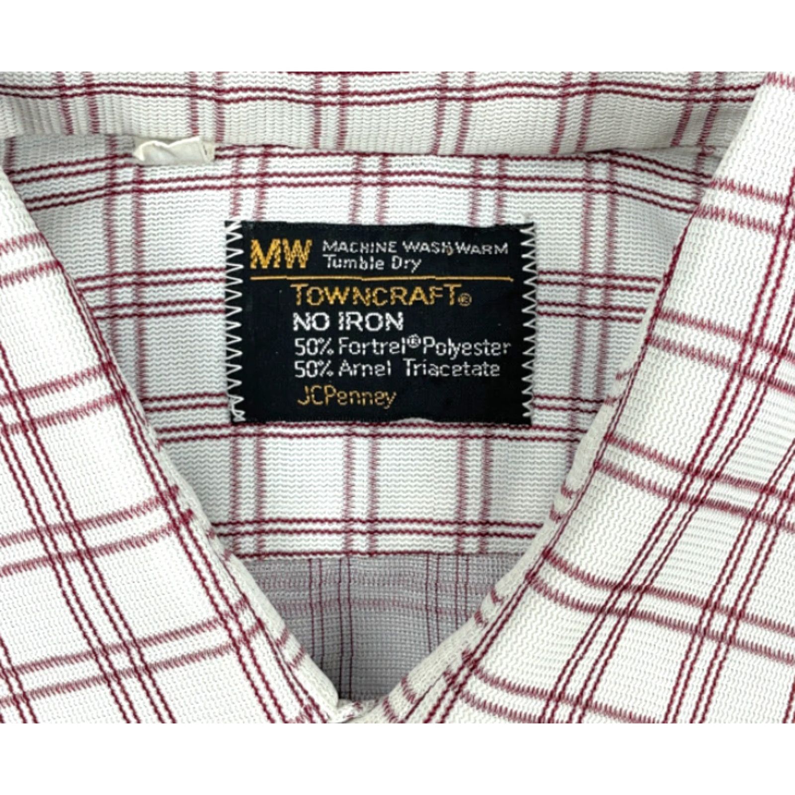 Vintage VTG TownCraft Shirt Men 16.5 White Plaid Check Lightweight Button-Up 70s Mens Size US L / EU 52-54 / 3 - 5 Thumbnail