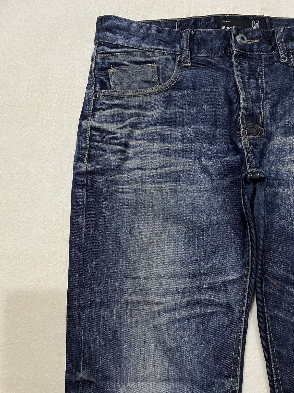 Japanese Brand Vintage SMOG Straight Cut Faded Dark Blue Jeans Size US 34 / EU 50 - 5 Thumbnail