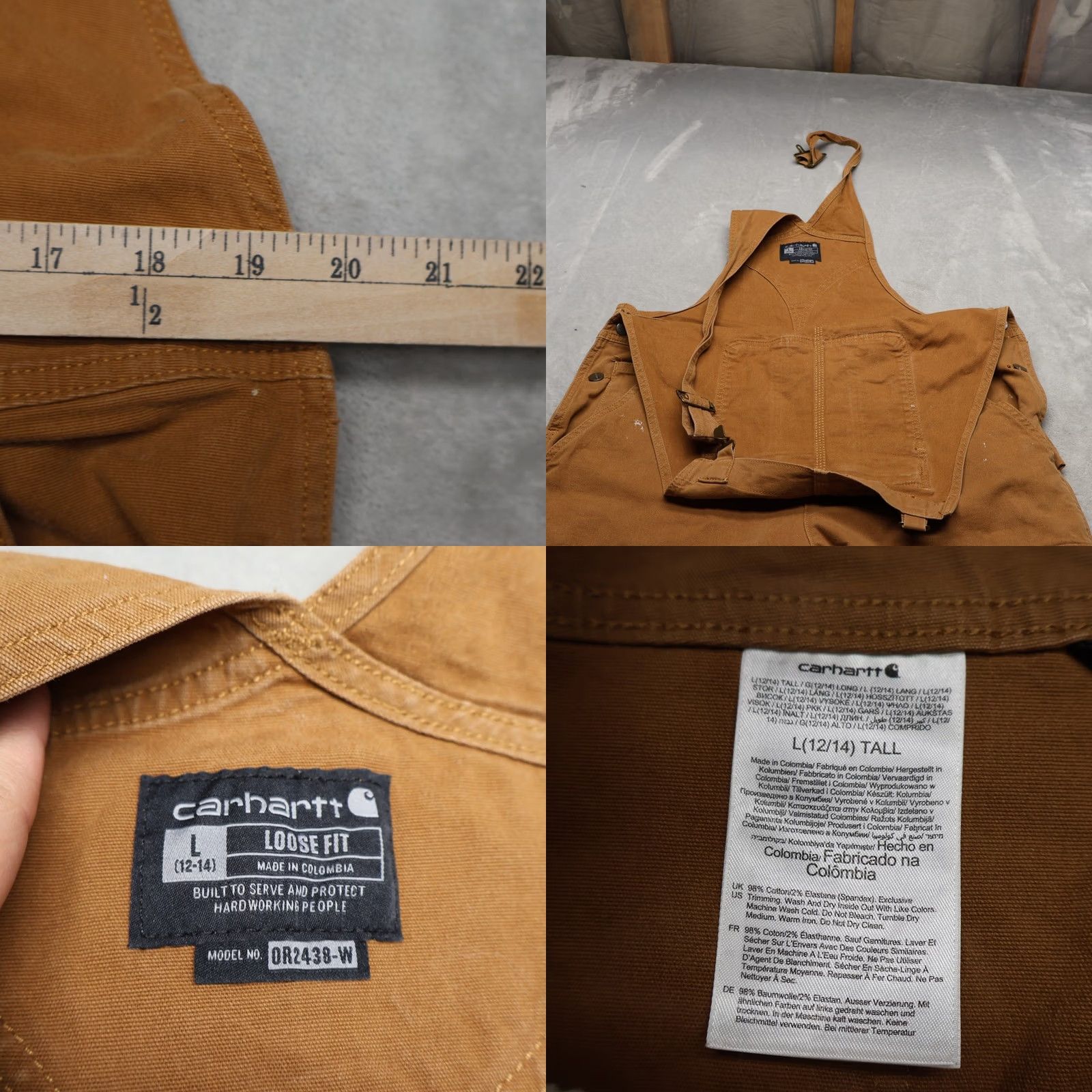 Carhartt Carhartt Bib Overalls Womens Large 12-14 Brown Rugged Flex Loose Fit 39x32 READ Size 36" / US 14 / IT 50 - 8 Thumbnail