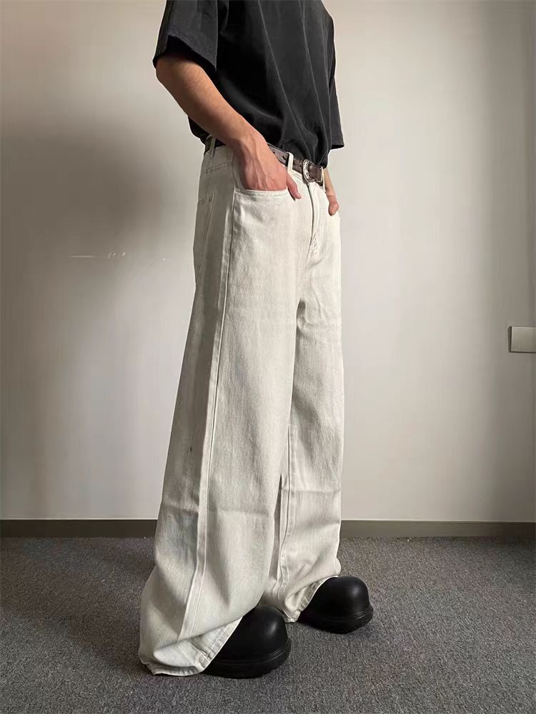 Designer × Jean × Vintage Vintage Washed Dirty White Tie-Dye Relaxed Jeans Size US 34 / EU 50 - 2 Thumbnail