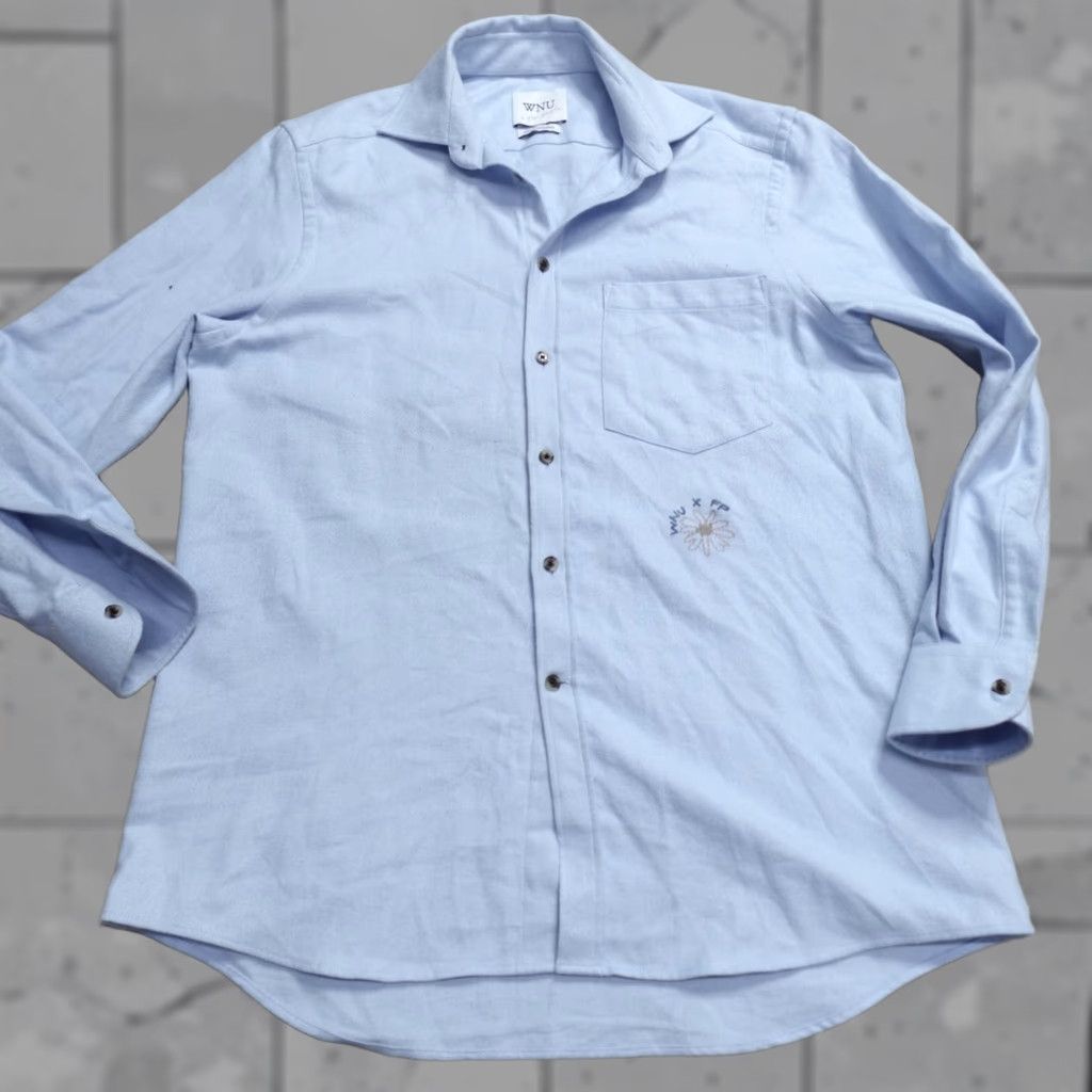 Free People WNY Free People Womens Shirt 10 Blue Flannel The Boyfriend Made In Portugal Size L / US 10 / IT 46 - 1 Thumbnail