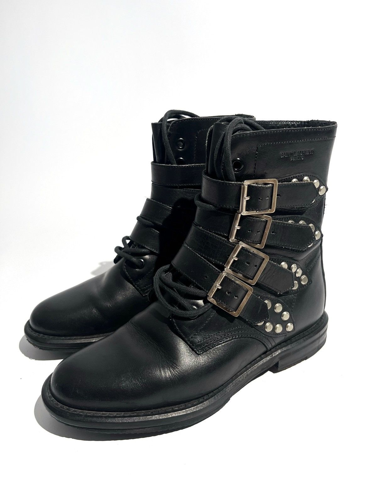 Saint Laurent Paris FW13 Saint Laurent Paris Runway Combat Boots by Hedi Slimane Size US 5 / EU 37 - 2 Thumbnail