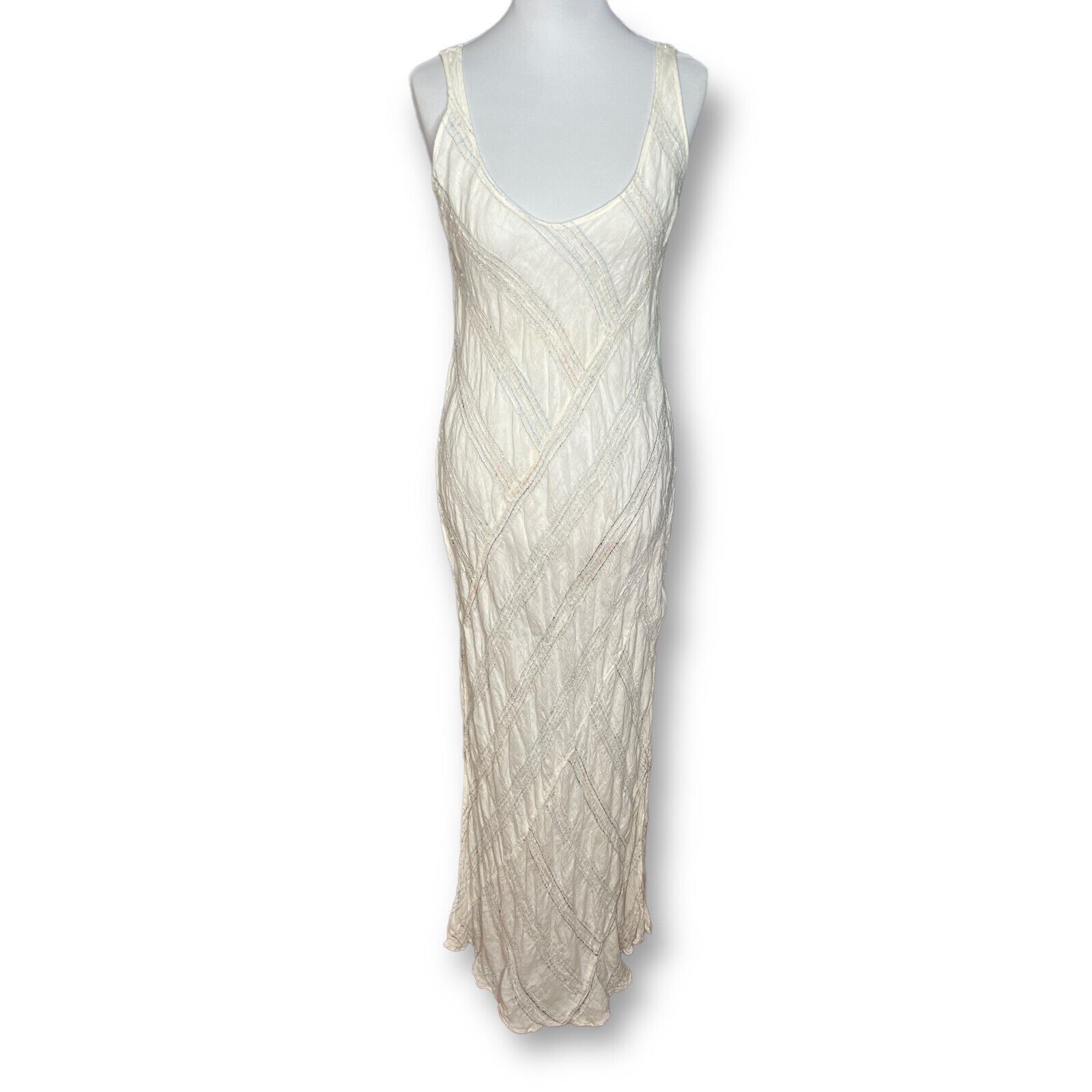 image of La Bottega Di Brunella Linen Maxi Dress Small White Cream, Women's
