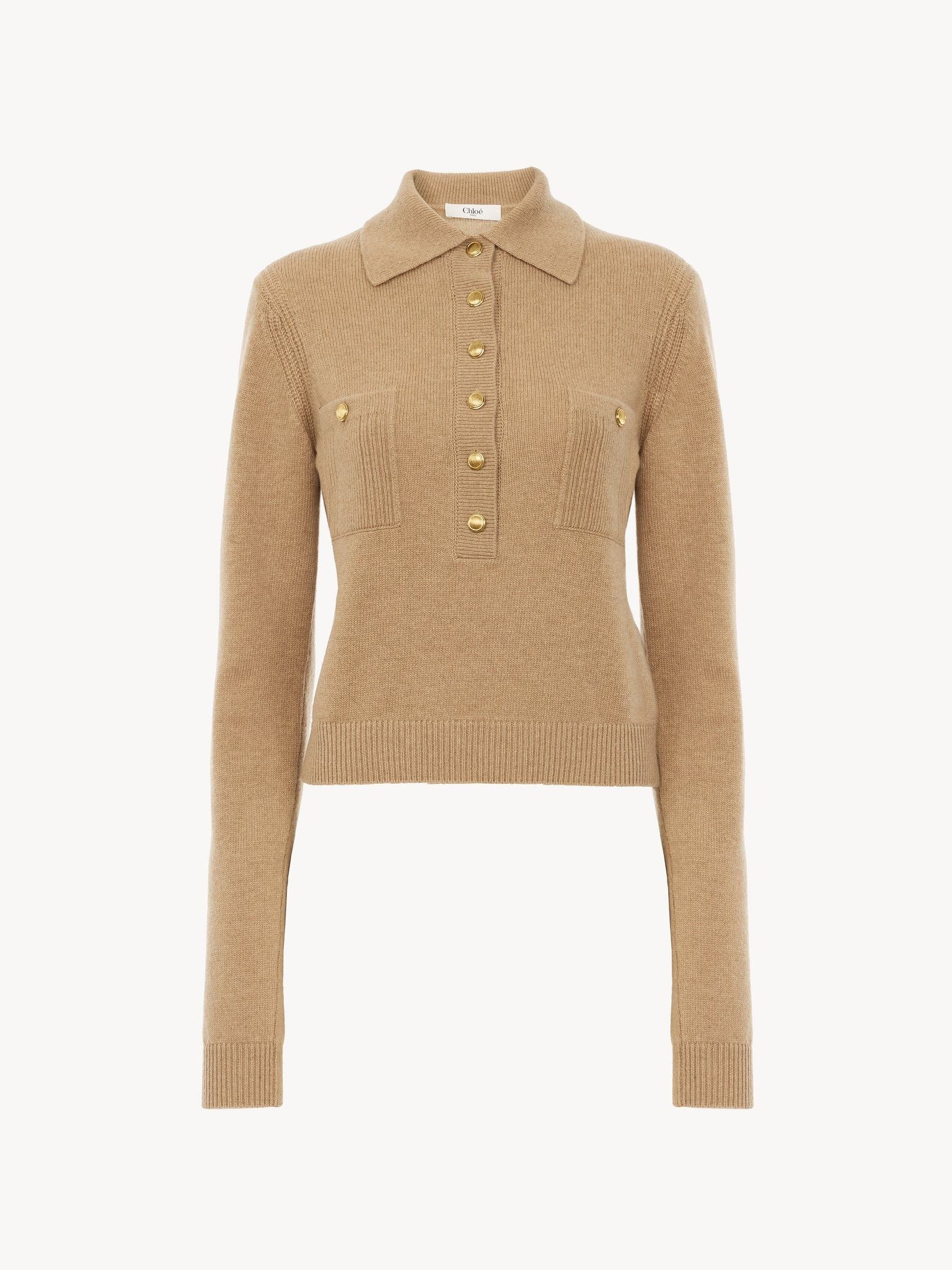 o1loc1c11025 Polo Sweater in Bleached Brown