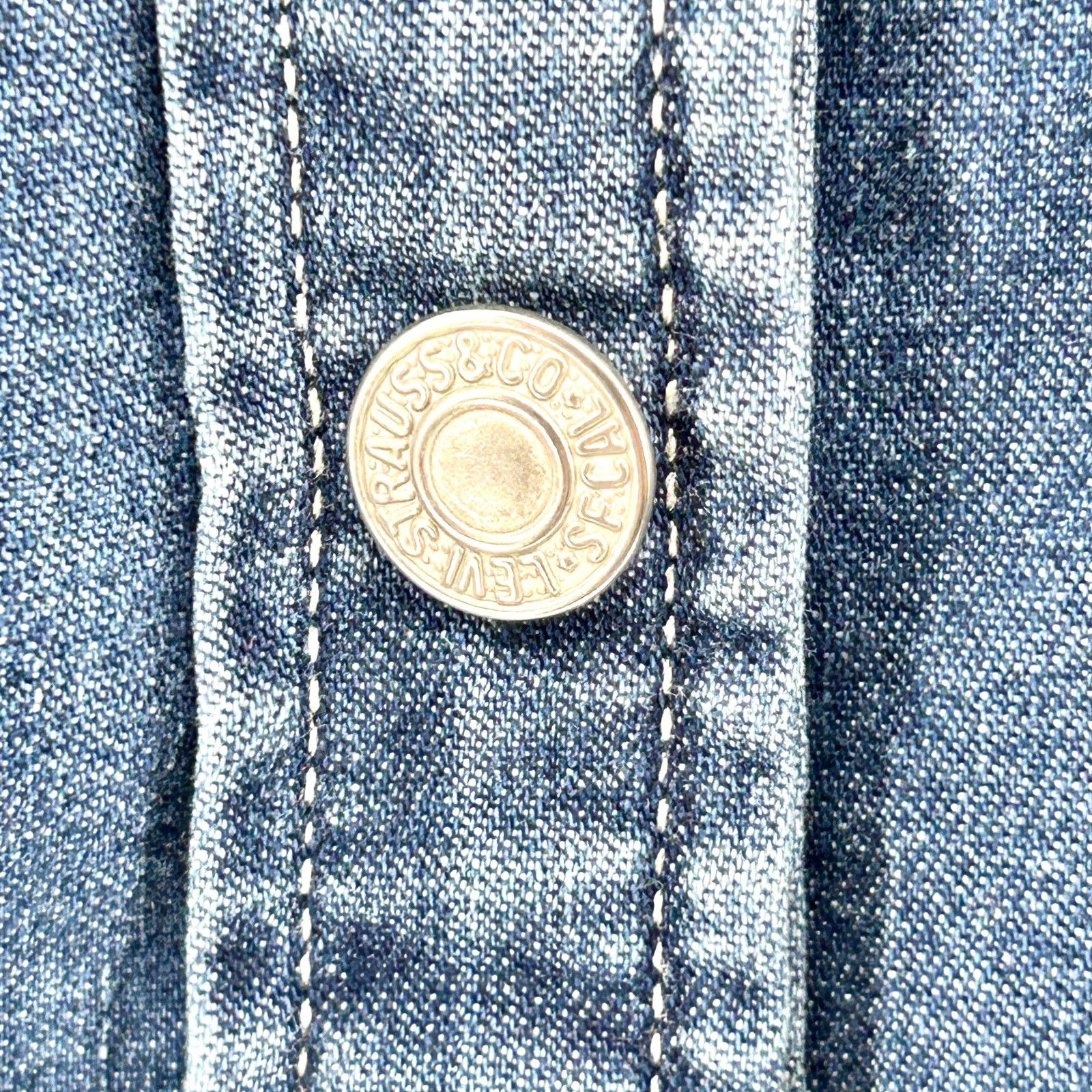 Levi's Blue Denim Chambray Snap Button Long Sleeve Shirtdress Size XXL / US 16-18 / IT 52-54 - 3 Thumbnail