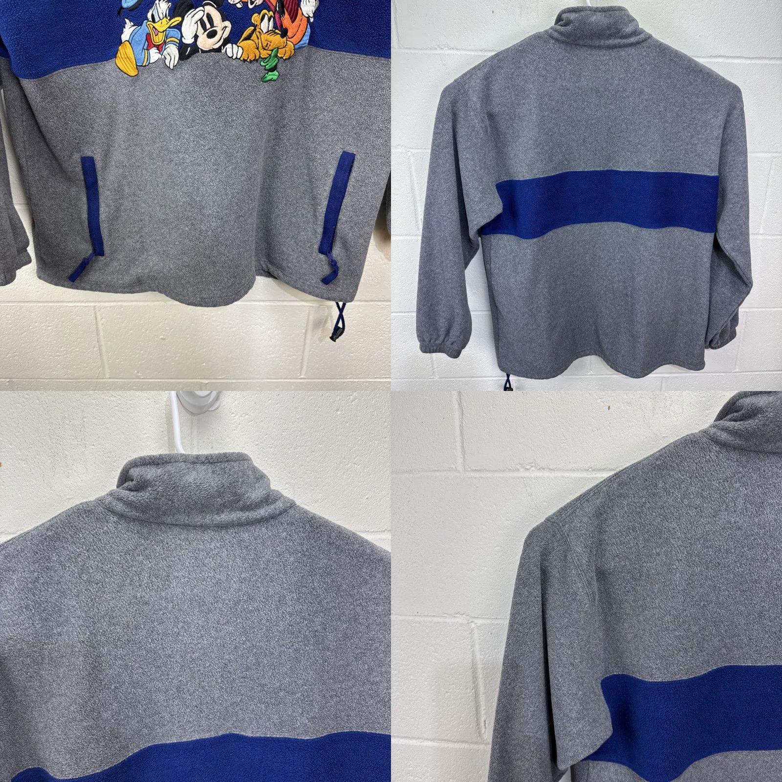 Disney VINTAGE Disney Store Mickey Goofy Donald Pluto Gray Fleece 1/4 Zip Pullover L Size US L / EU 52-54 / 3 - 9 Thumbnail