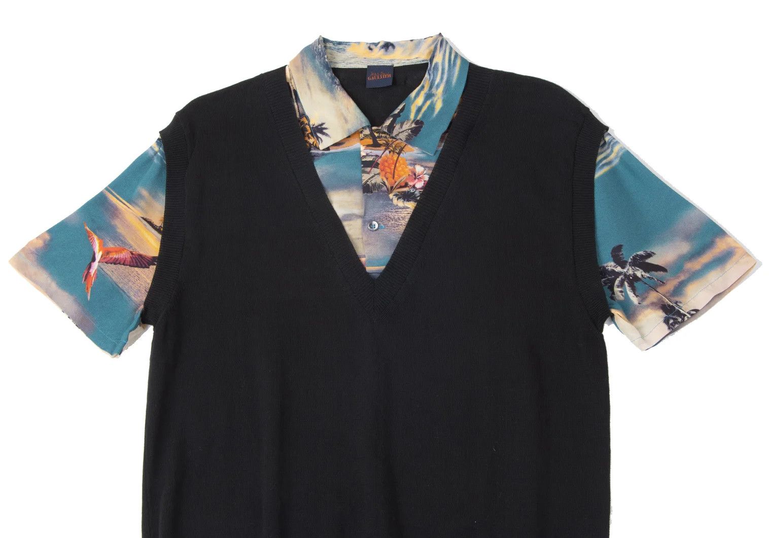 Jean Paul Gaultier Aloha Shirt Layered Design in Black and Other Colors Size US M / EU 48-50 / 2 - 2 Thumbnail