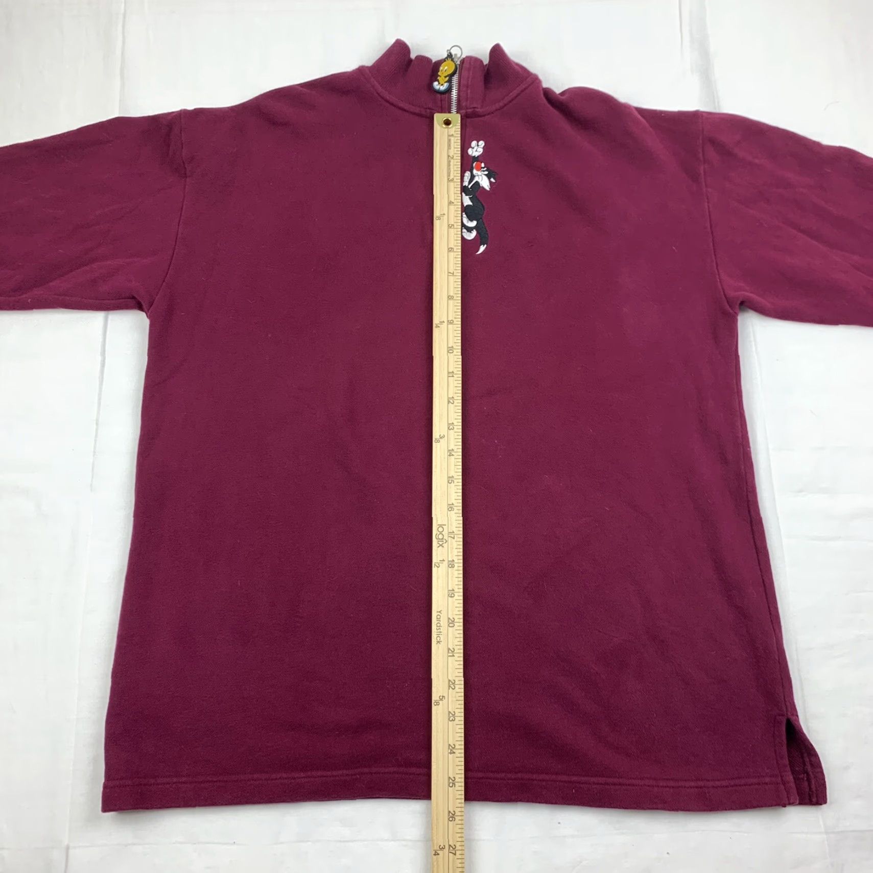 Vintage VINTAGE Looney Tunes Jacket Womens XS Red Quarter Zip Tweetie Bird 90s Pullover Embroidered Casual Cotton Solid 90s Cartoon Boys Mens Girls Size XS / US 0-2 / IT 36-38 - 7 Thumbnail