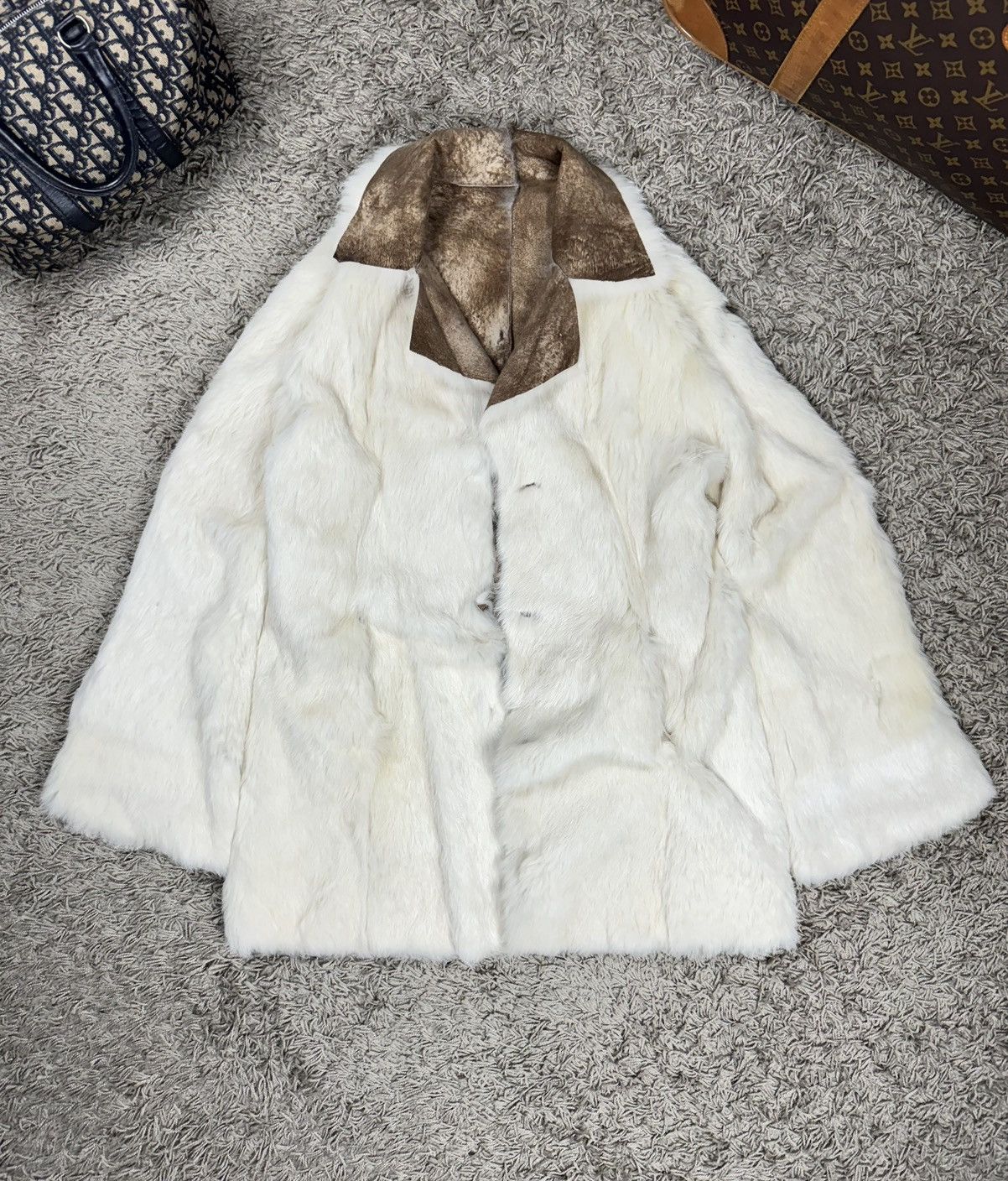 Sagafurs Rare reversible coat White rabbit natural fur original item Size S / US 4 / IT 40 - 1 Thumbnail