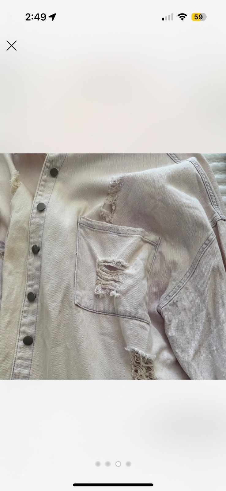 Other Lavender Oversized Denim Jacket with Rips Size M / US 6-8 / IT 42-44 - 3 Thumbnail