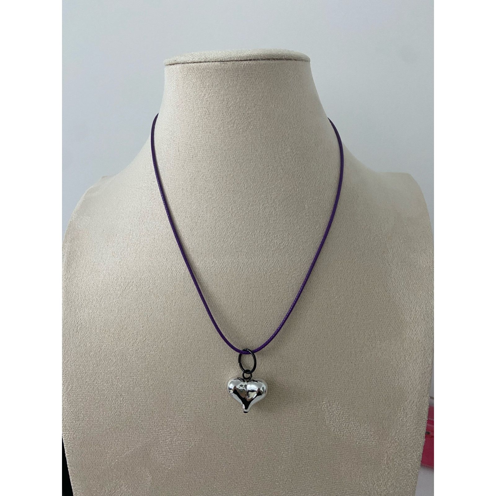 Handmade puffy heart pendant necklace Size ONE SIZE - 1 Thumbnail