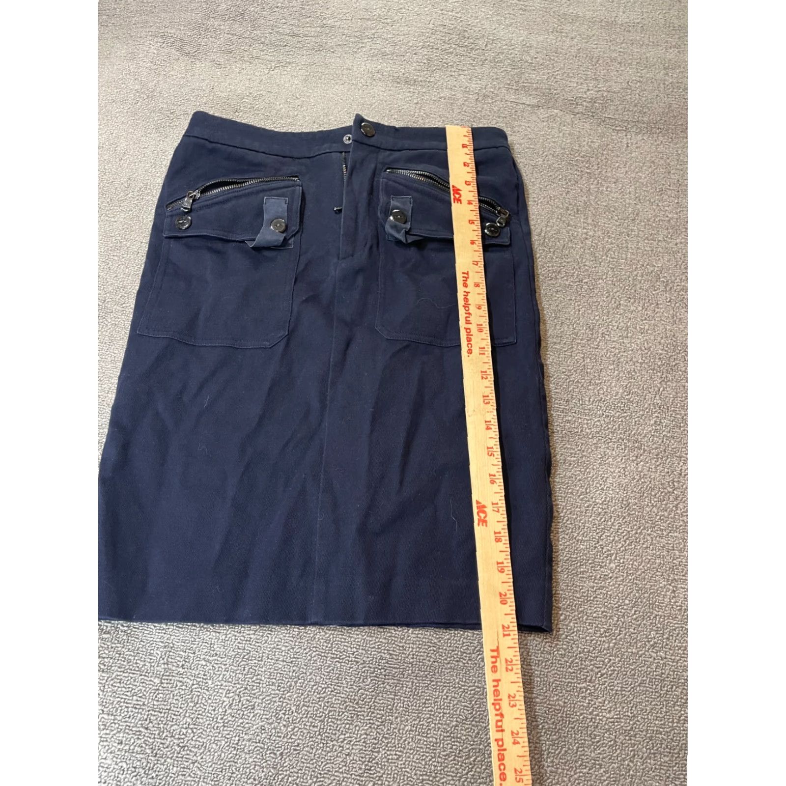 Ralph Lauren Lauren Ralph Lauren Skirt Womens Size 2 Navy Blue Zip Cargo Pockets Short Silk Formal Workwear Blue Women’s Skirt Size 26" / US 2 / IT 38 - 2 Thumbnail