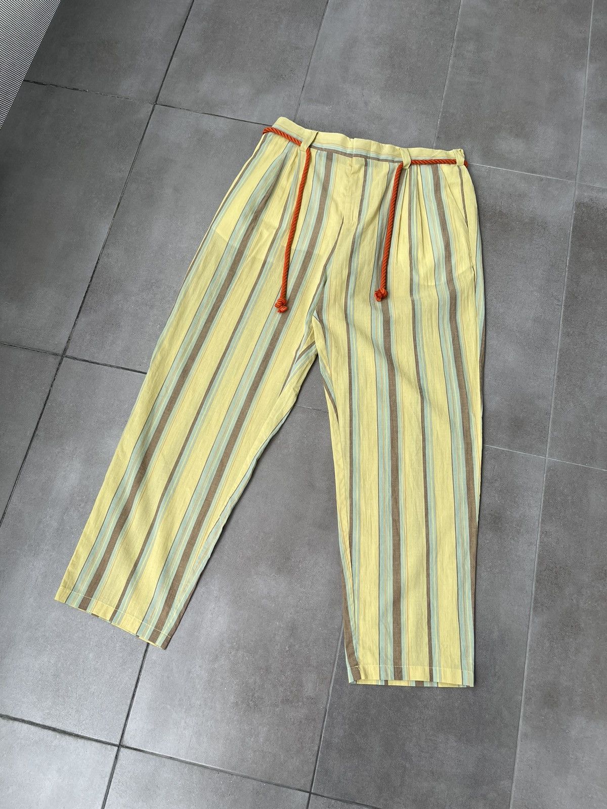 Viktor & Rolf !DS! SS20 Viktor & Rolf Stripe Print Yellow Trousers Size US 36 / EU 52 - 7 Thumbnail