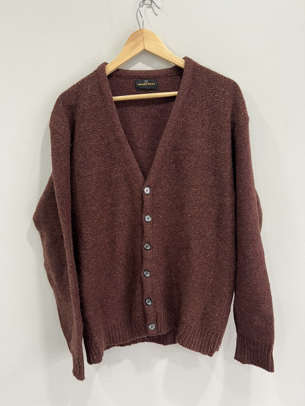 Japanese Brand Vintage 80s Puritan Cardigan Knit Sweater brick Size US L / EU 52-54 / 3 - 1 Thumbnail