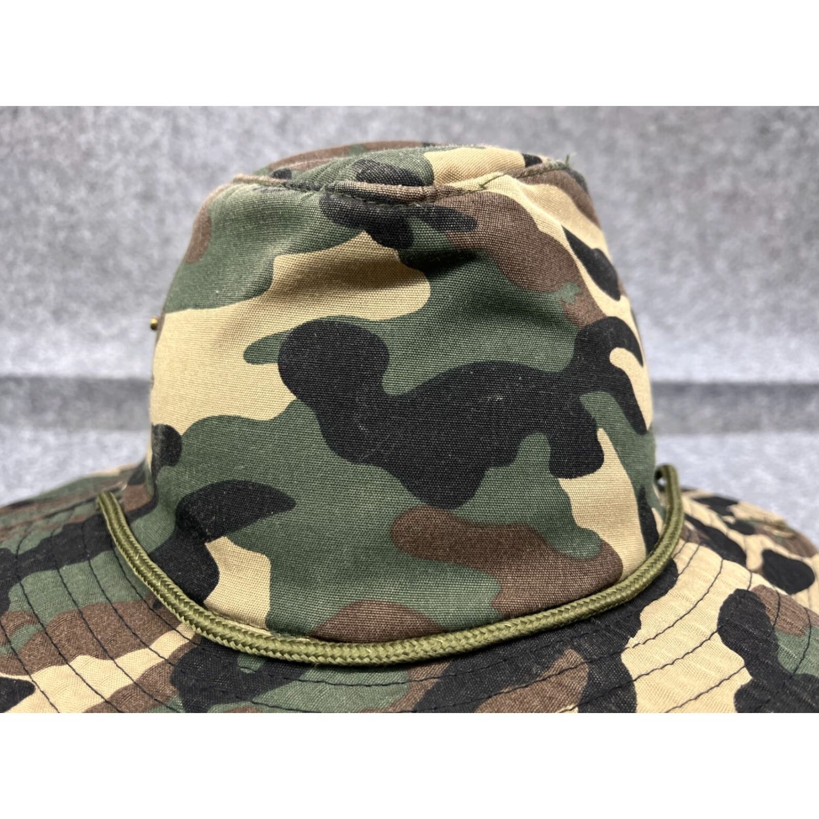 Vintage Green Camo Boonie Hat Adult Medium Cotton Lightweight Outdoor Camp Unisex Size ONE SIZE - 2 Thumbnail