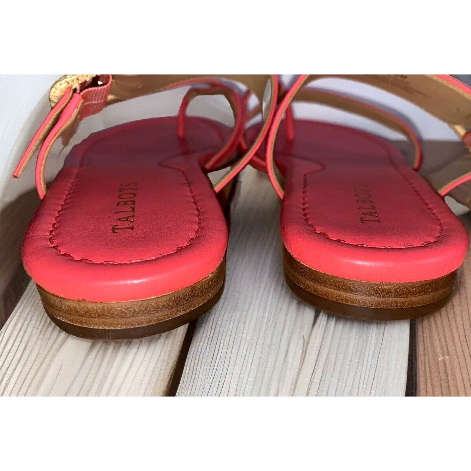 Robert Talbott NWOT Talbots Women’s CORAL Pink Leather Strappy Heel Sandals Size US 8 / IT 38 - 6 Thumbnail