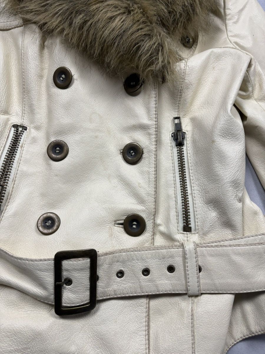 Japanese Brand Vintage Leather Jacket Faux Fur Collar Belted Biker Y2K Hype Size S / US 4 / IT 40 - 6 Thumbnail