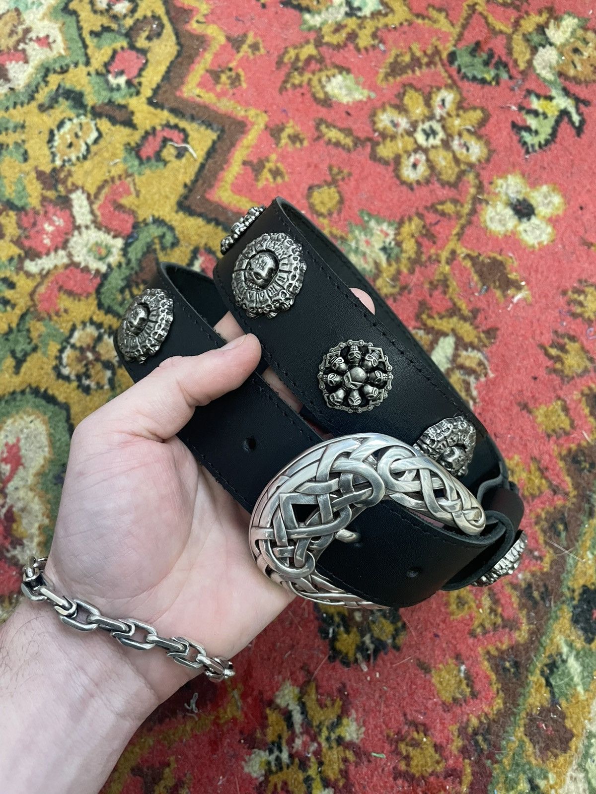 Japanese Brand Vintage Belts Y2K Rhinestones Punk leather belt Japanese Size ONE SIZE - 7 Thumbnail