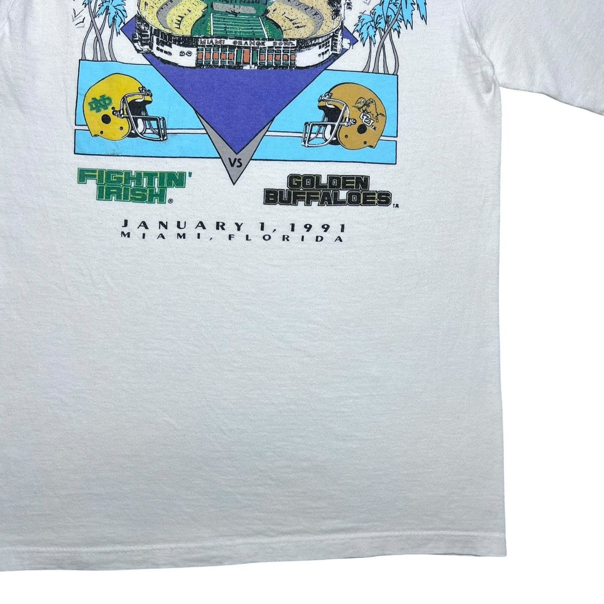 NCAA 1991 Colorado Buffaloes Fighting Irish Orange Bowl T-Shirt Size US S / EU 44-46 / 1 - 14 Thumbnail