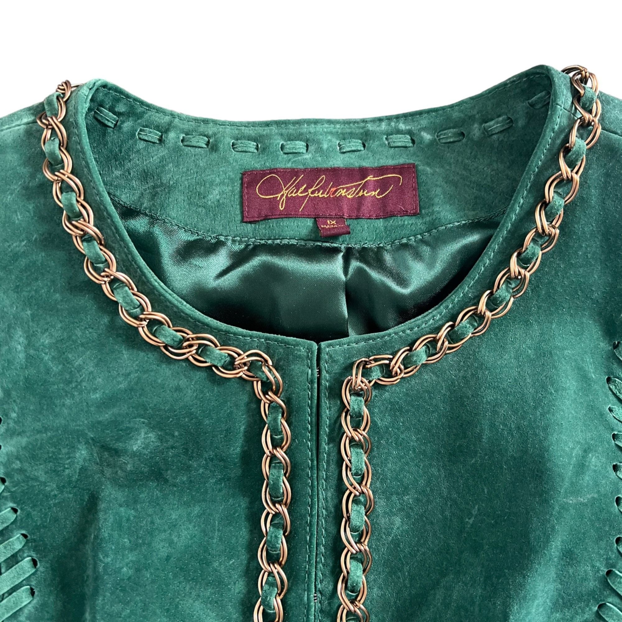 Other Hal Rubenstein Jade Green 100% Leather Fully Lined Jacket 1X Size XL / US 12-14 / IT 48-50 - 3 Thumbnail
