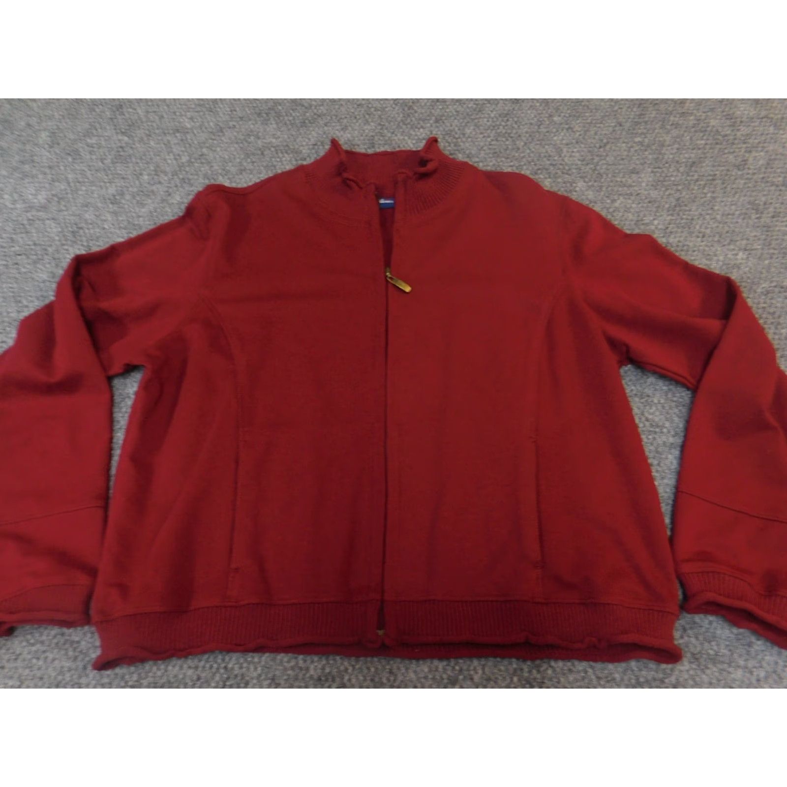 Catalina Catalina Sweater Full Zip Womens Large Red Stretch Knit Regular Ruffle Acrylic Cotton Polyester 3-Color No, wait Size L / US 10 / IT 46 - 2 Thumbnail