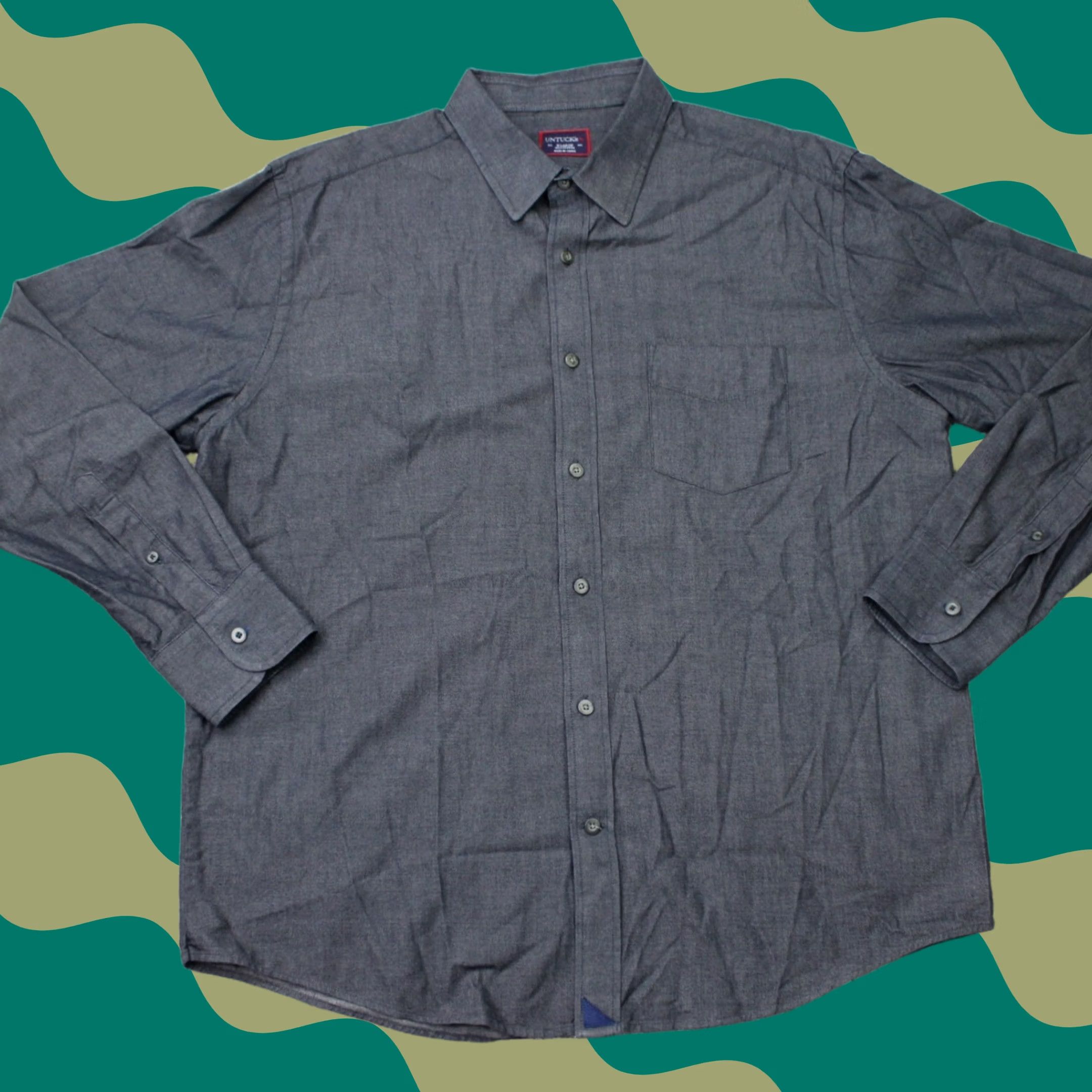 UNTUCKit UNTUCKit Shirt Mens XL Gray Long Sleeve Button Up Casual Preppy Cotton Size US XL / EU 56 / 4 - 1 Thumbnail