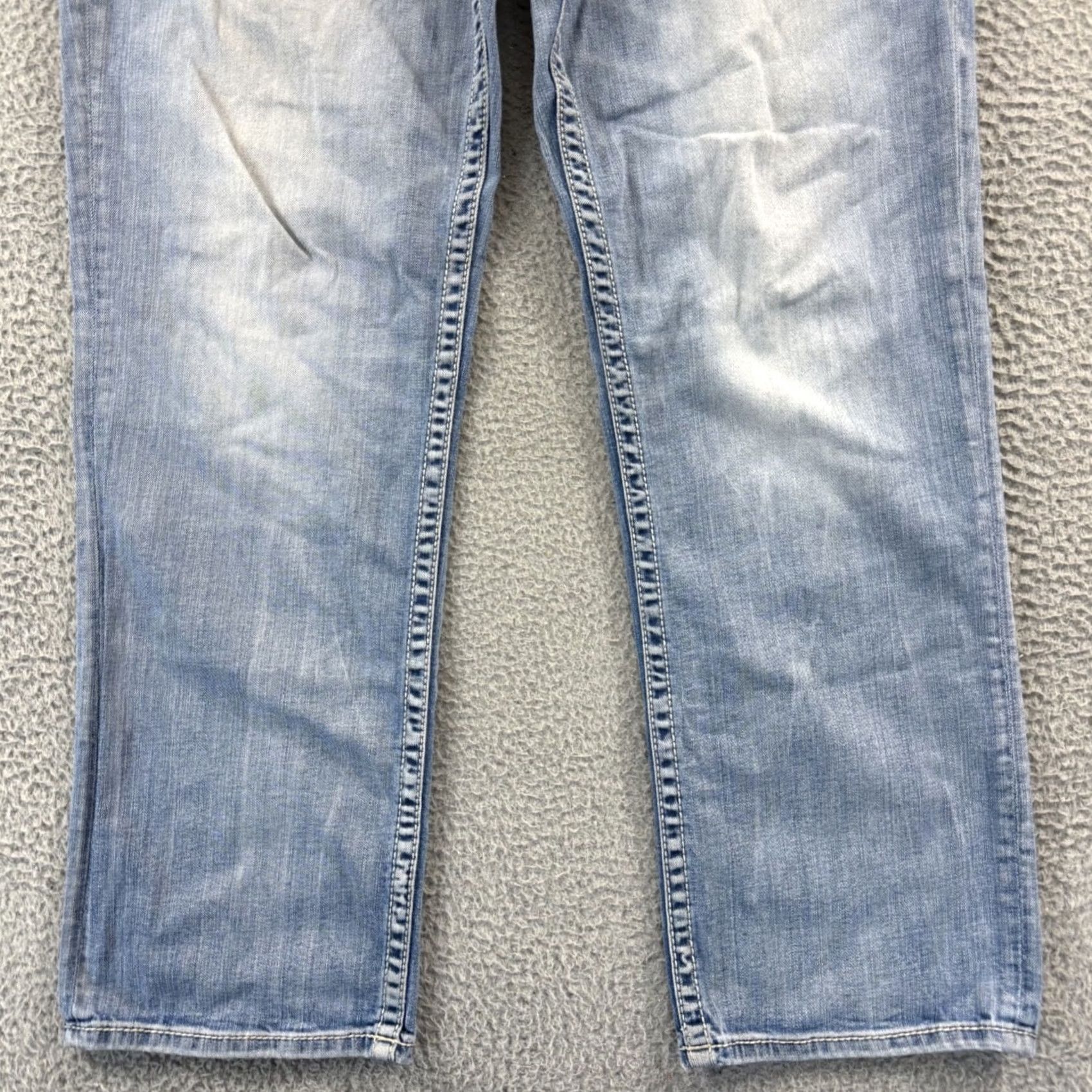Vintage BKE Buckle Jeans Mens 34x33 Blue Denim Western Bootcut Zip Button 5-Pocket M 4 Seasons 90s Cowboy Rich Regular Fit Size US 34 / EU 50 - 2 Thumbnail