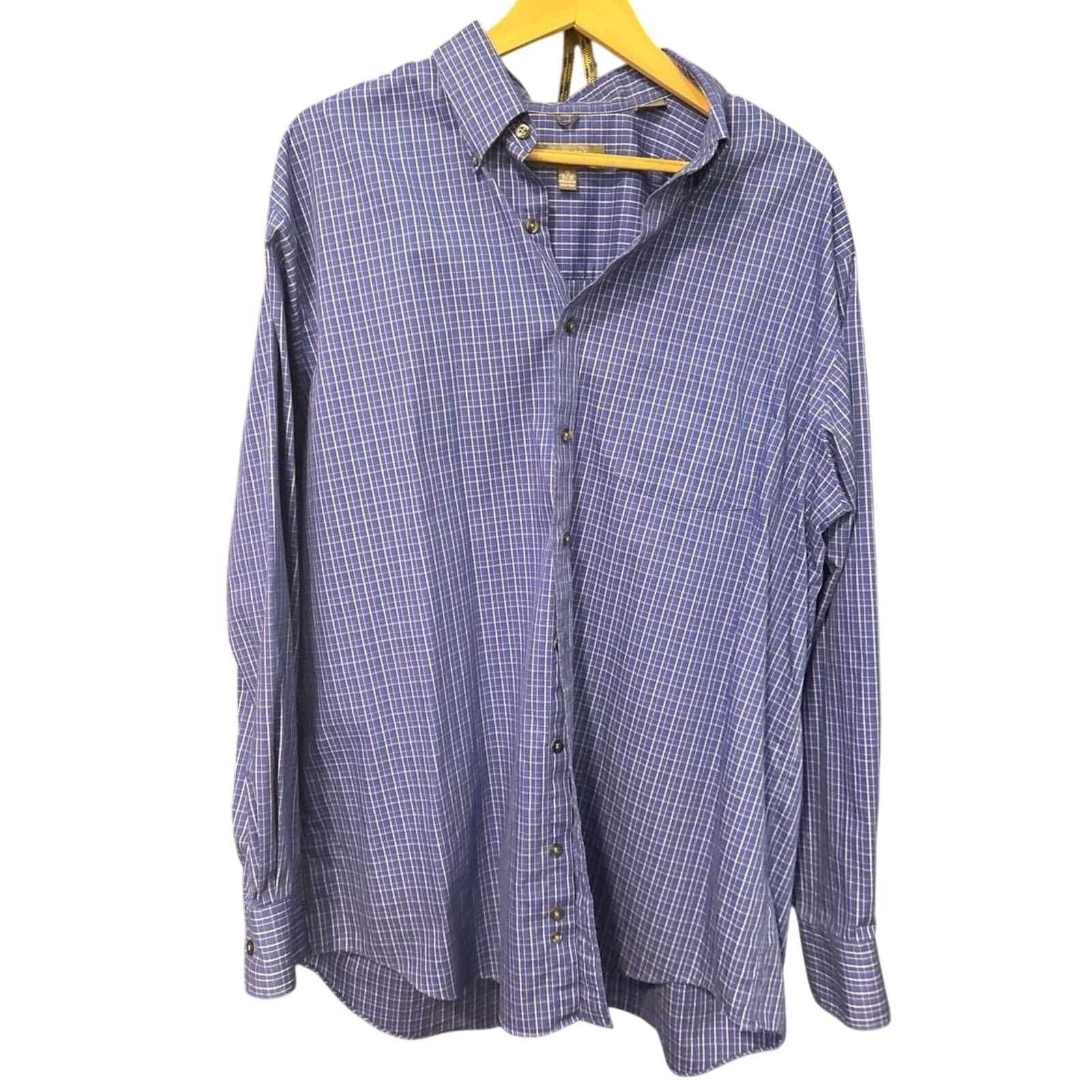 Kenneth Cole Kenneth Cole Reaction Blue Check Non-Iron Dress Shirt XL Size US XL / EU 56 / 4 - 1 Thumbnail
