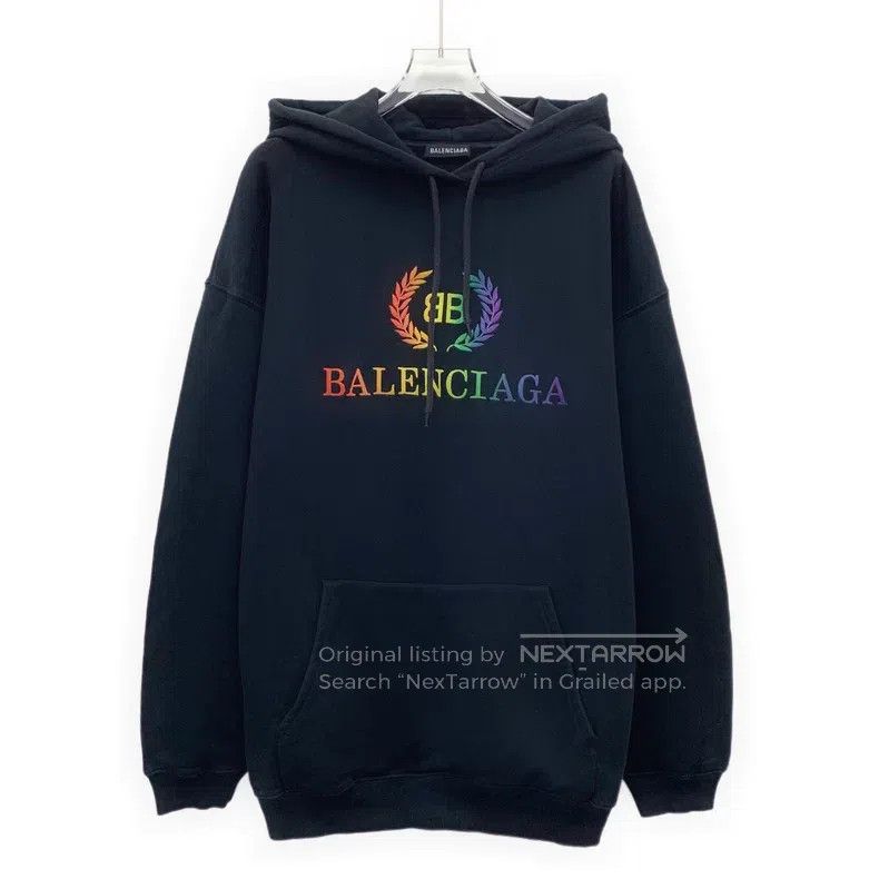 Balenciaga Balenciaga Black logo lettering wheat embroidery cotton ho Size US L / EU 52-54 / 3 - 1 Thumbnail