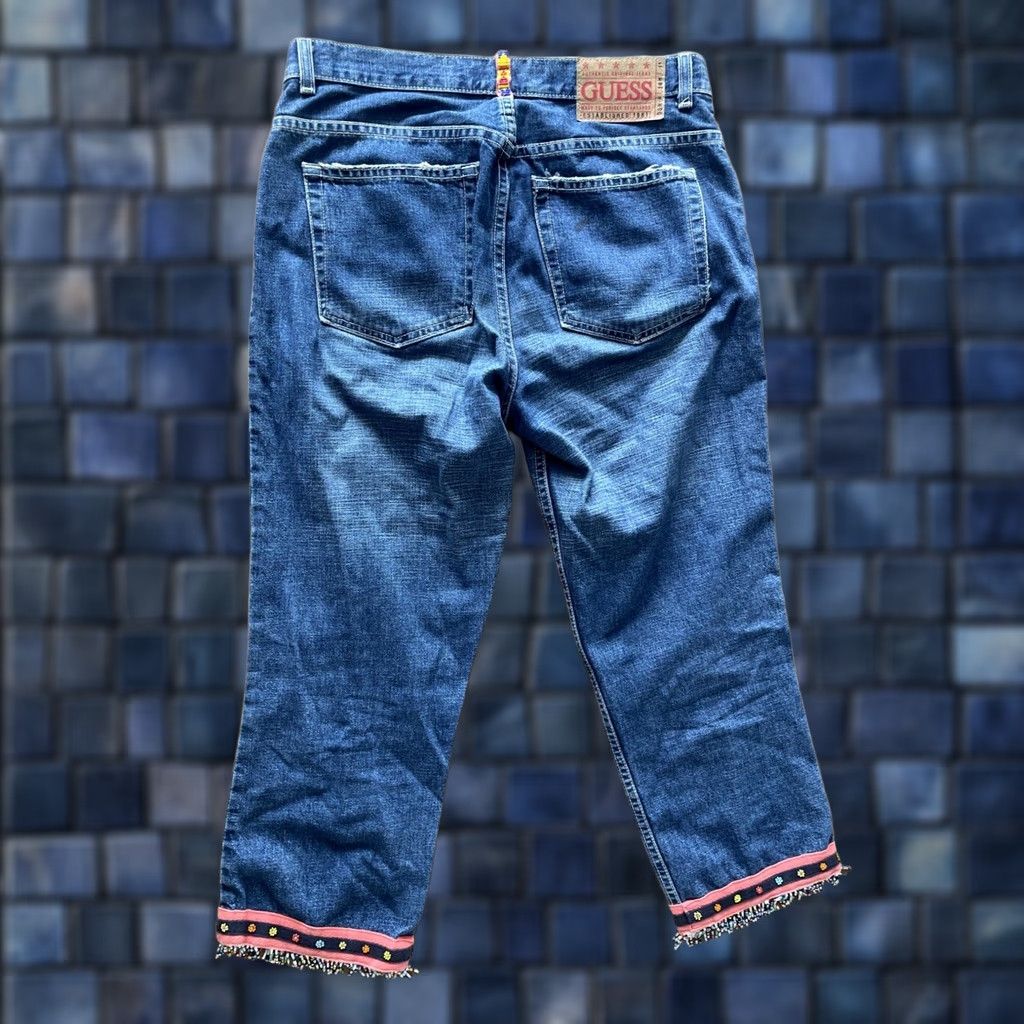 Guess VINTAGE GUESS Jeans Cropped Womens 30x23 Beaded Embellished Denim 80s 90s Boho USA Shirt? Size 30" / US 8 / IT 44 - 1 Thumbnail