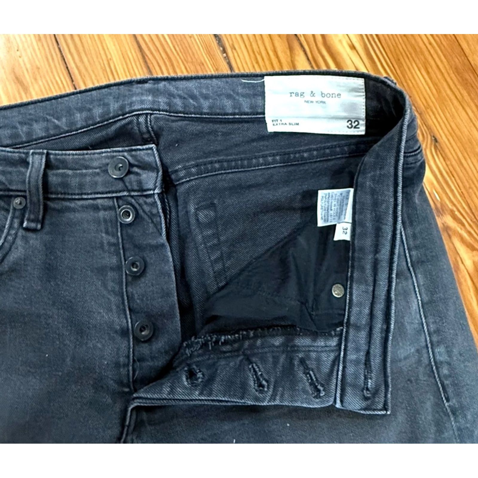 Rag & Bone Rag & Bone Jeans Mens Size 32 Black Denim USA 32 X 34 Extra Slim Fit Size US 32 / EU 48 - 3 Thumbnail