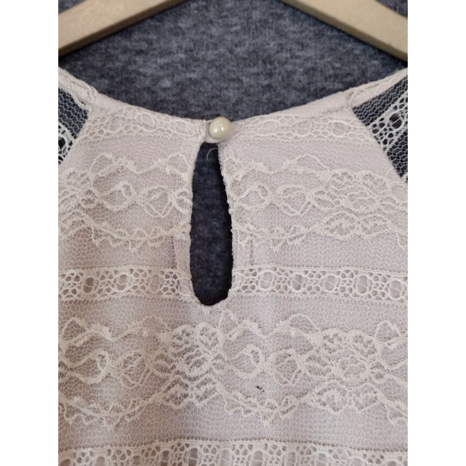 Vintage Jodi Kristopher Fit & Flare Dress Women's L Pink/Tan Floral Lace Cap Sleeve Short Vintage? No Size S / US 4 / IT 40 - 7 Thumbnail