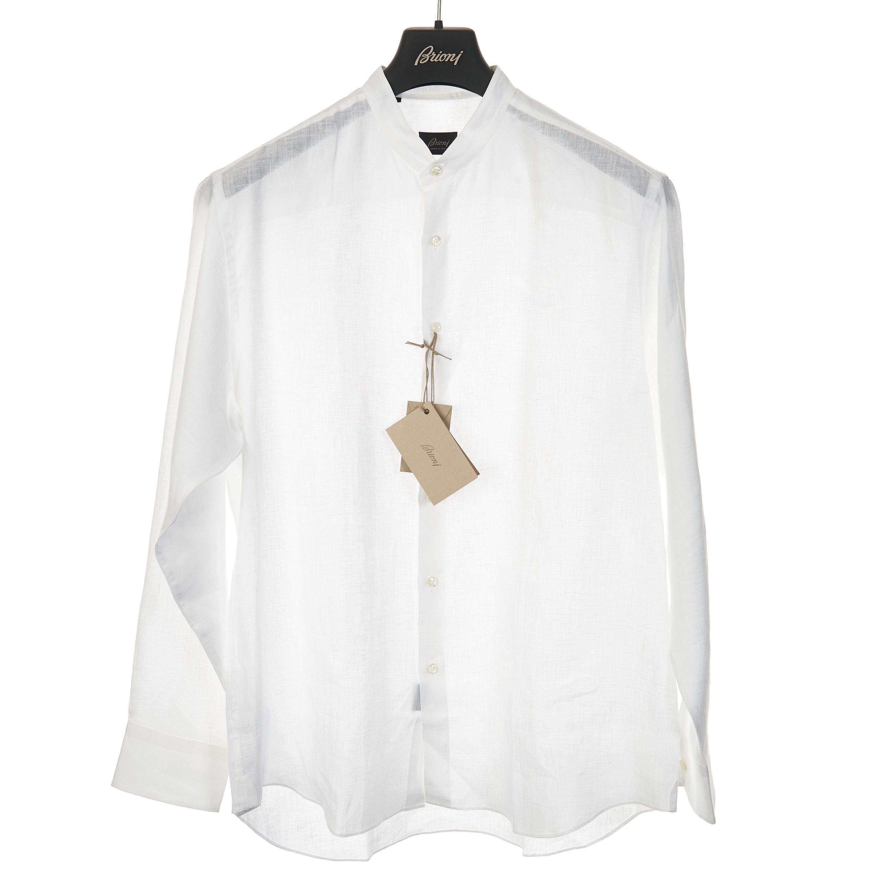 Brioni White Linen Shirt Size US XL / EU 56 / 4 - 1 Thumbnail