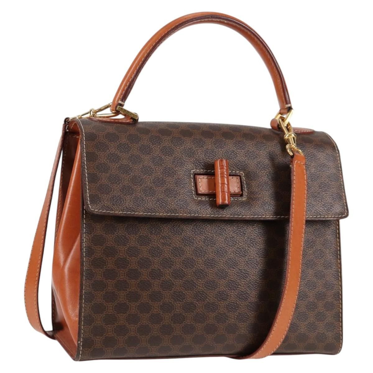 Celine CELINE Macadam Canvas Hand Bag Pvc Leather Brown Gold Size ONE SIZE - 1 Thumbnail