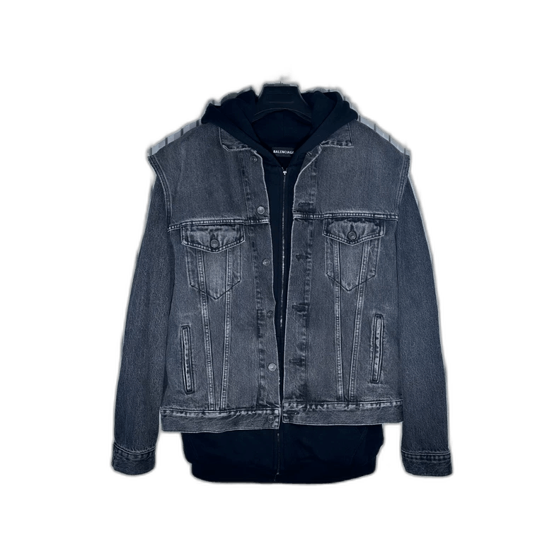 Balenciaga Balenciaga Denim Vest Hooded Sweatshirt Combination Size US L / EU 52-54 / 3 - 1 Thumbnail