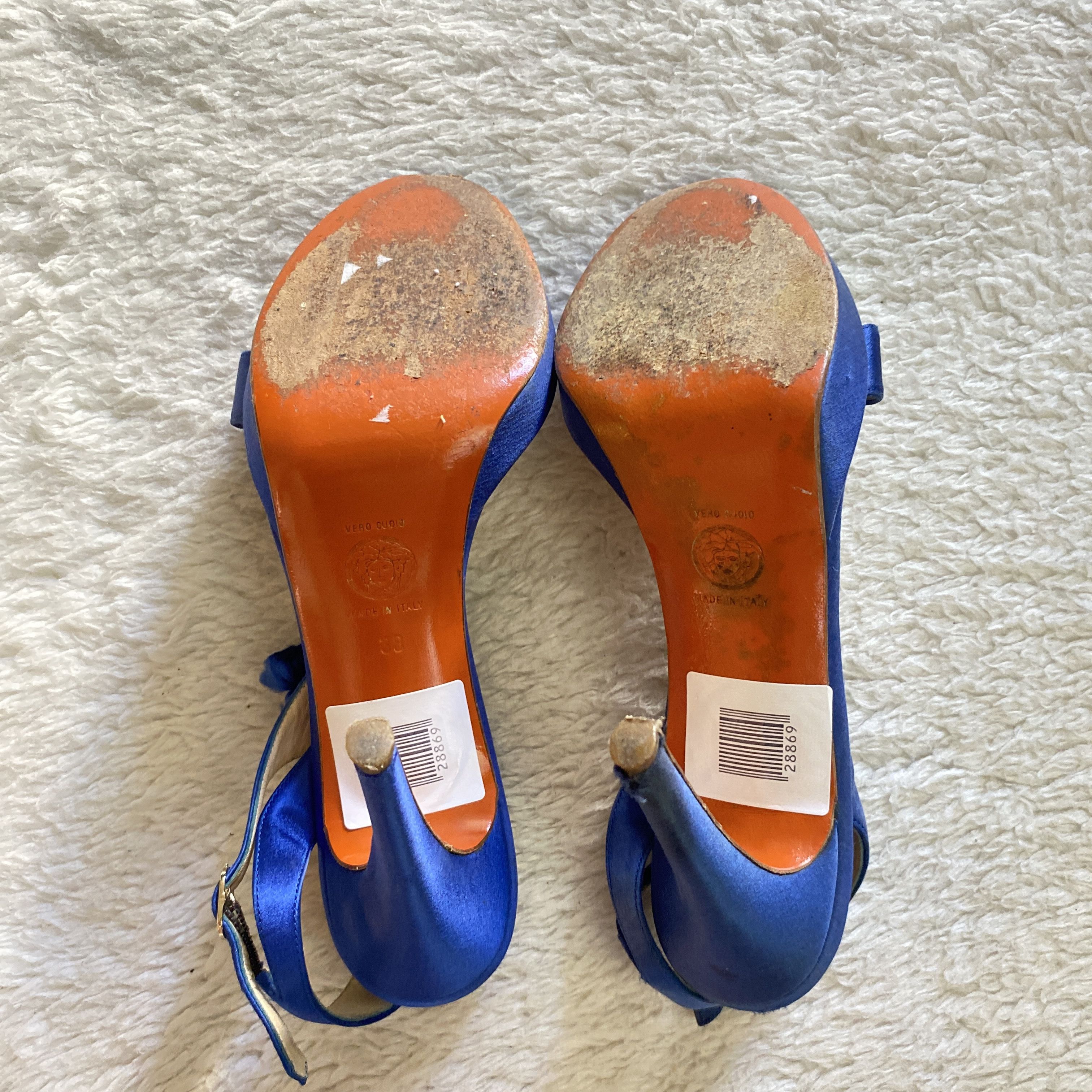 Versace Versace S/S 2008 Blue Silk Tassel Heels – Open Toe Sandals Size US 8 / IT 38 - 15 Thumbnail