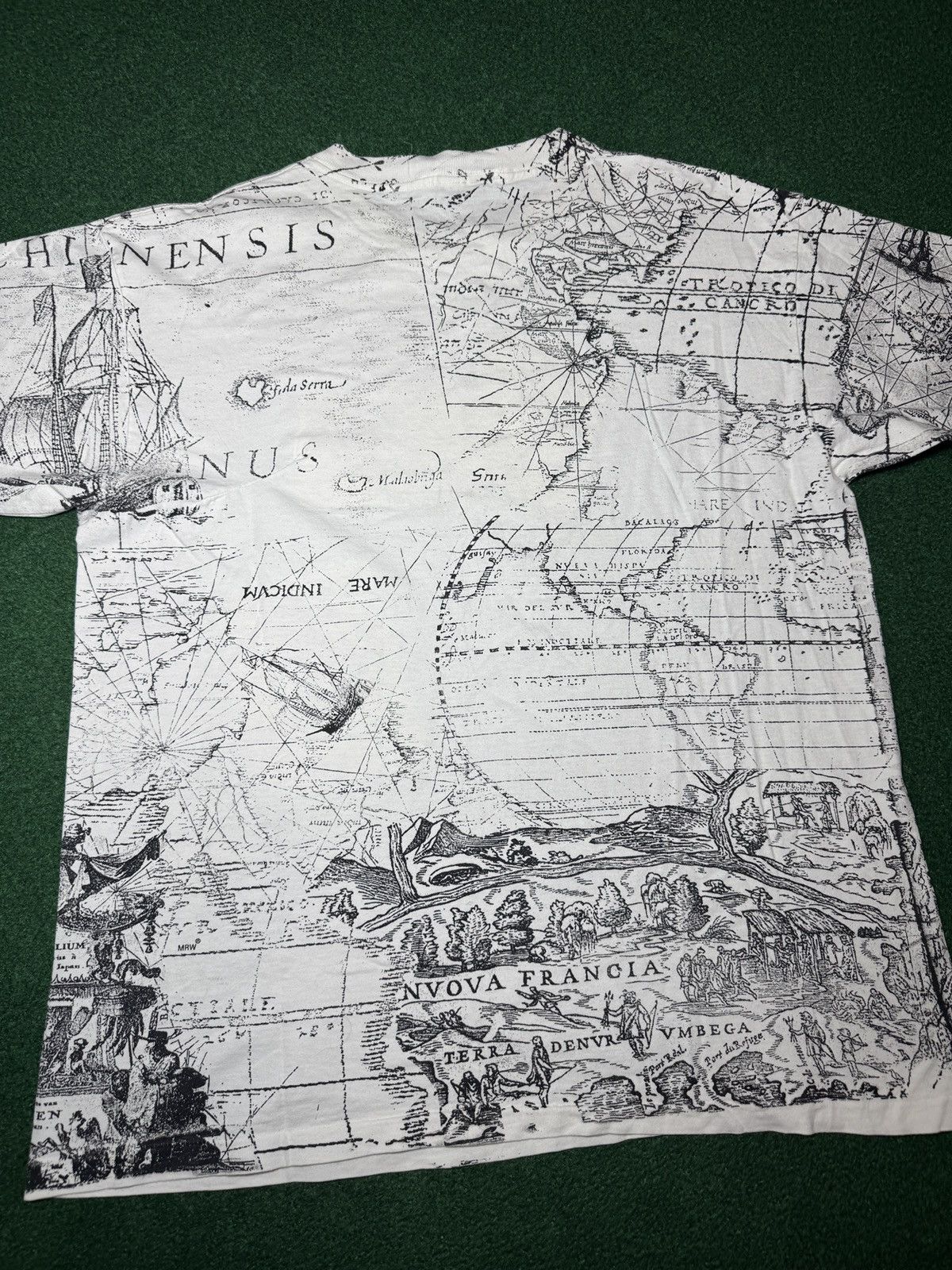 Vintage 90s Old World Map All Over Print Floral Sailing XL T Shirt Size US XL / EU 56 / 4 - 5 Thumbnail
