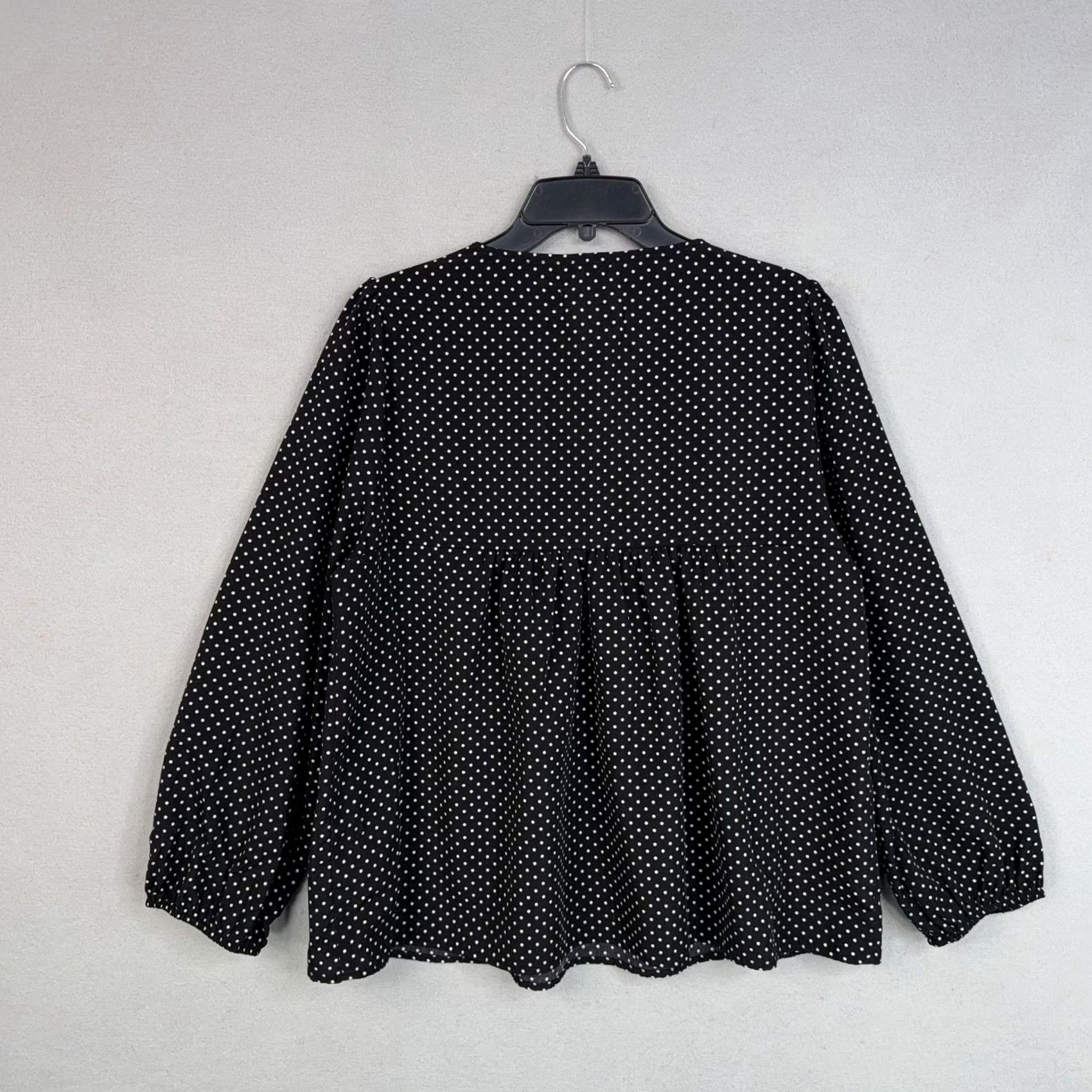 Vintage Savanna Jane Blouse Women's L Black Embroidered Polka Dot Tunic Boho Shirt Size L / US 10 / IT 46 - 5 Thumbnail