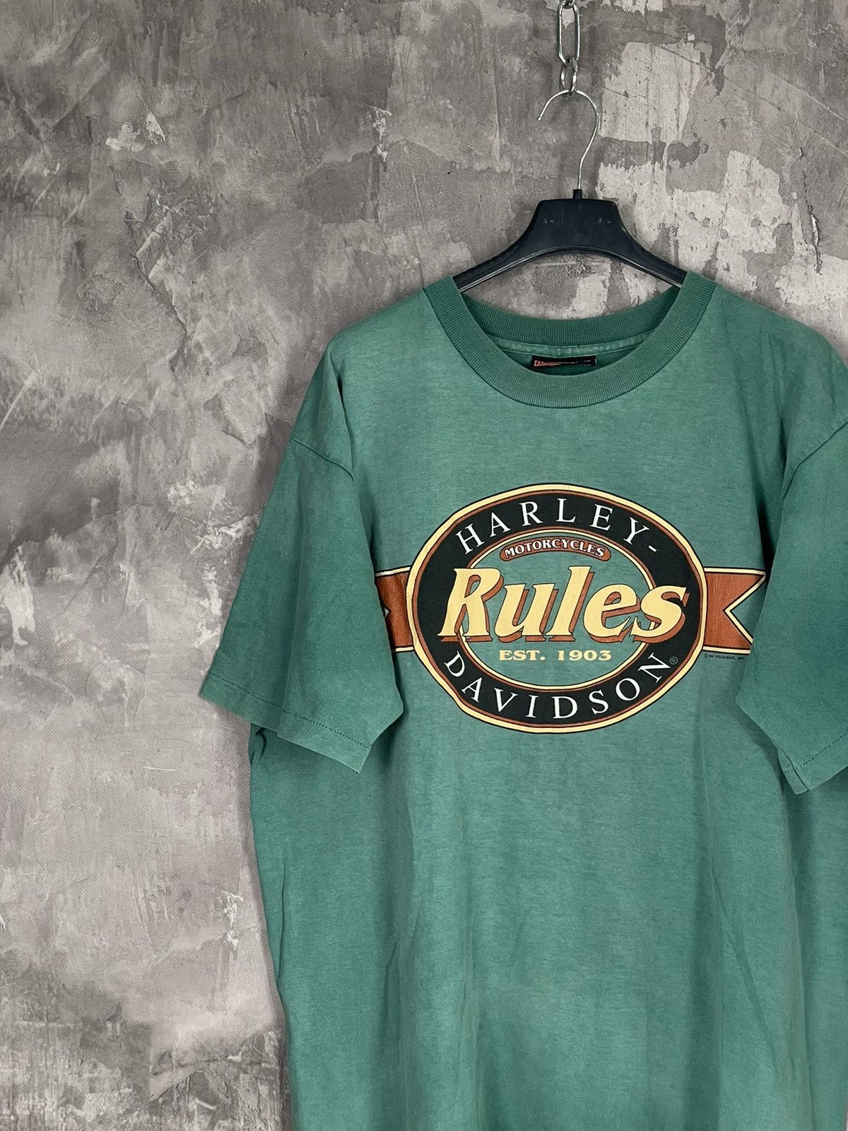 Harley Davidson × Vintage Vintage 1991 Harley Davidson "Harley Rules" T-shirt Size US XL / EU 56 / 4 - 3 Thumbnail