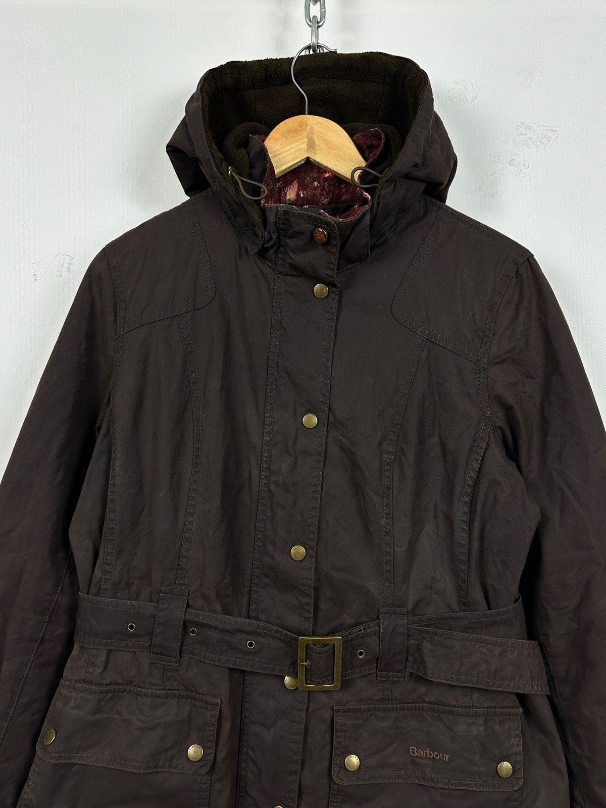 Barbour Barbour Brown Bird Art Bower Belted Waxed Coat Jacket Size L / US 10 / IT 46 - 5 Thumbnail