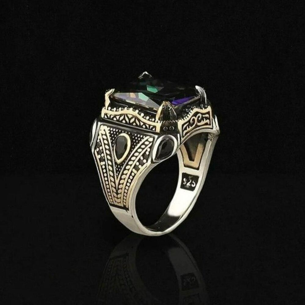 Designer Men's Handmade Mystic Topaz Open 925 Sterling Silver Ring Size ONE SIZE - 5 Thumbnail