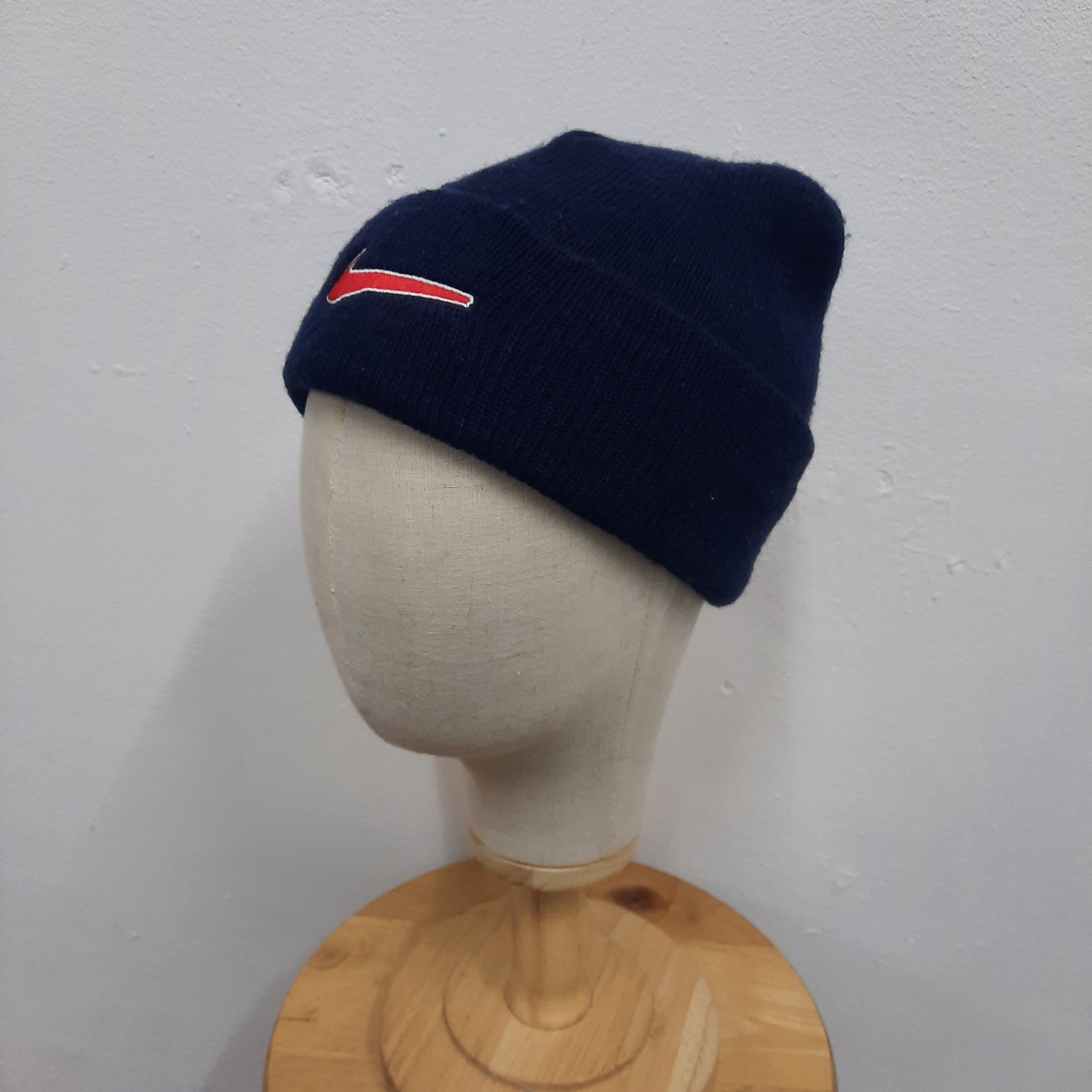 Nike 💥 Vintage 90s nike swoosh big logo beanie hat Size ONE SIZE - 2 Thumbnail