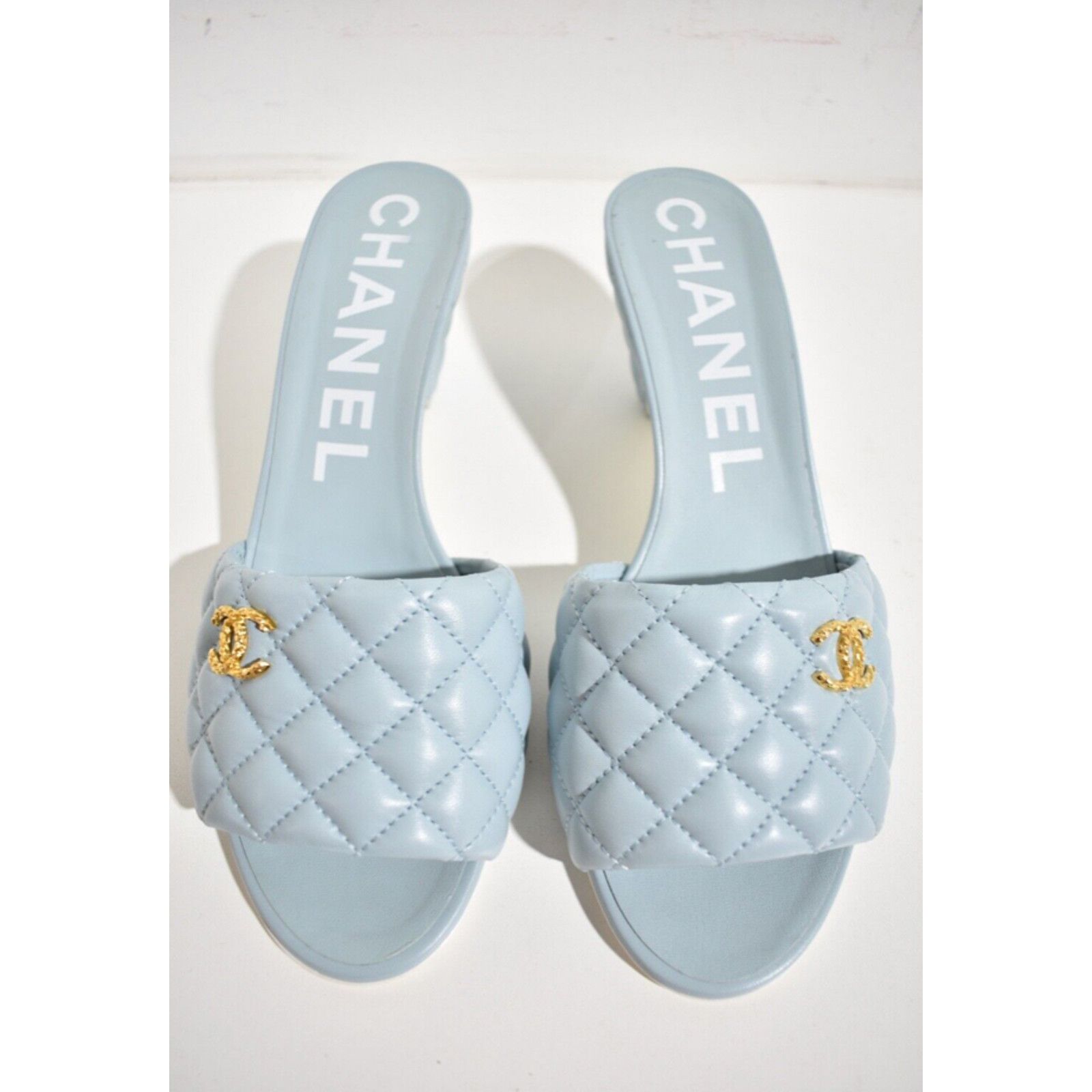 Chanel 22P Quilted CC Logo Cone Heel Mule Slide Sandal 41.5 Size US 11.5 / IT 41.5 - 8 Thumbnail